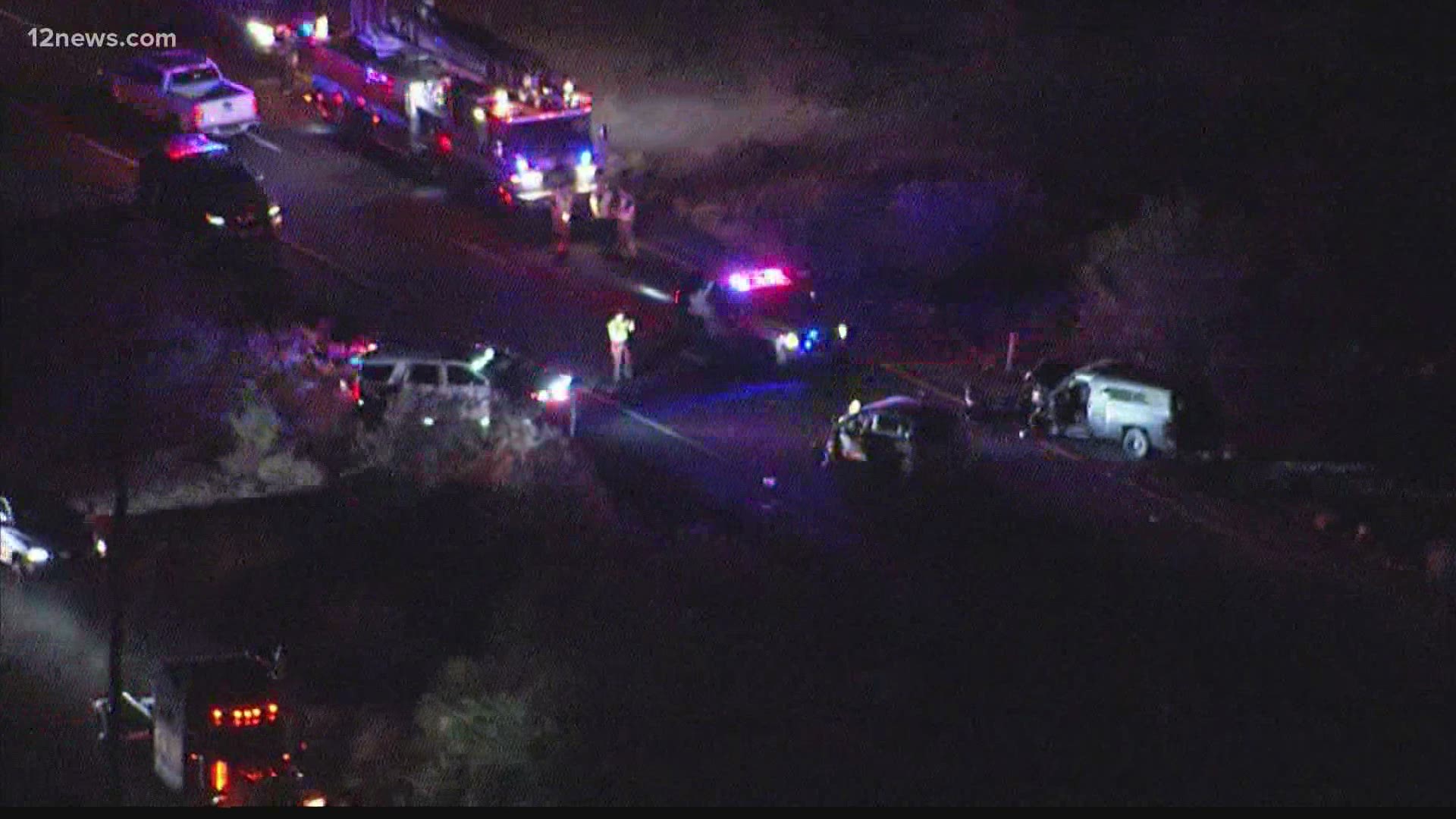 DPS says the crash involved four vehicles and six people were hurt.