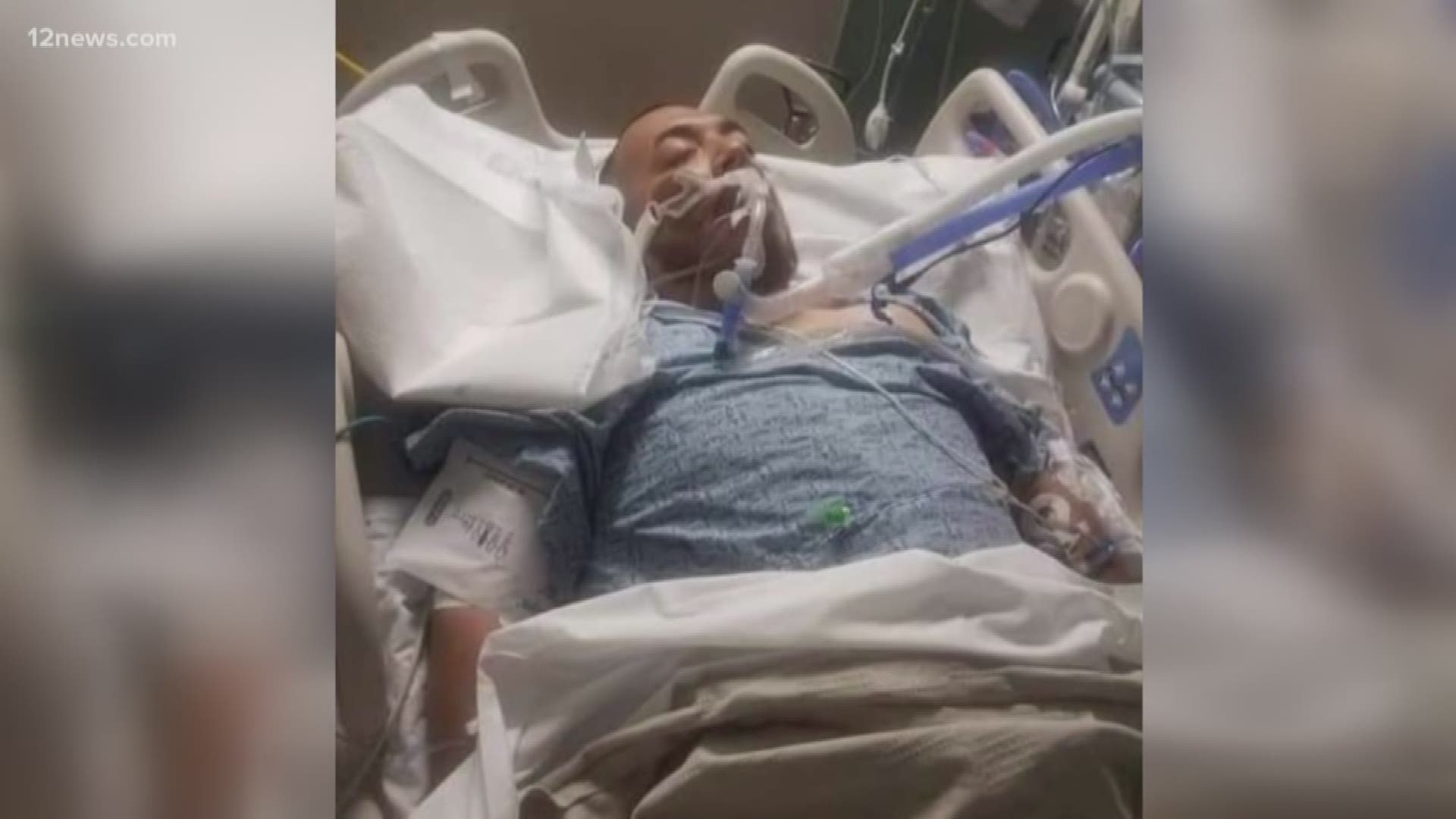 He said he was shot 13 times in front of his wife and kids after another driver rear-ended him.