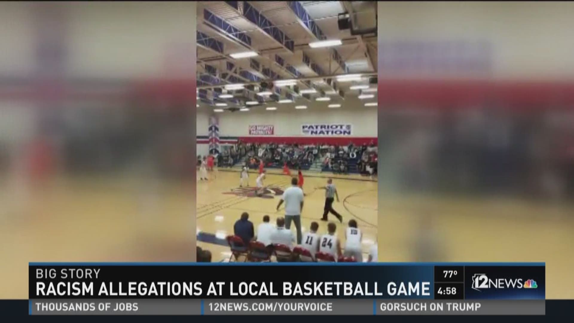 Families are calling foul after spectators were removed from the home-team side of the court.