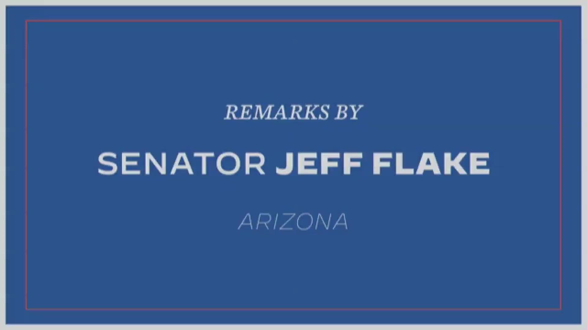 Jeff Flake, the former U.S. Senator, endorsed Joe Biden for president during his remarks Monday on social media. Here's video of his full speech.