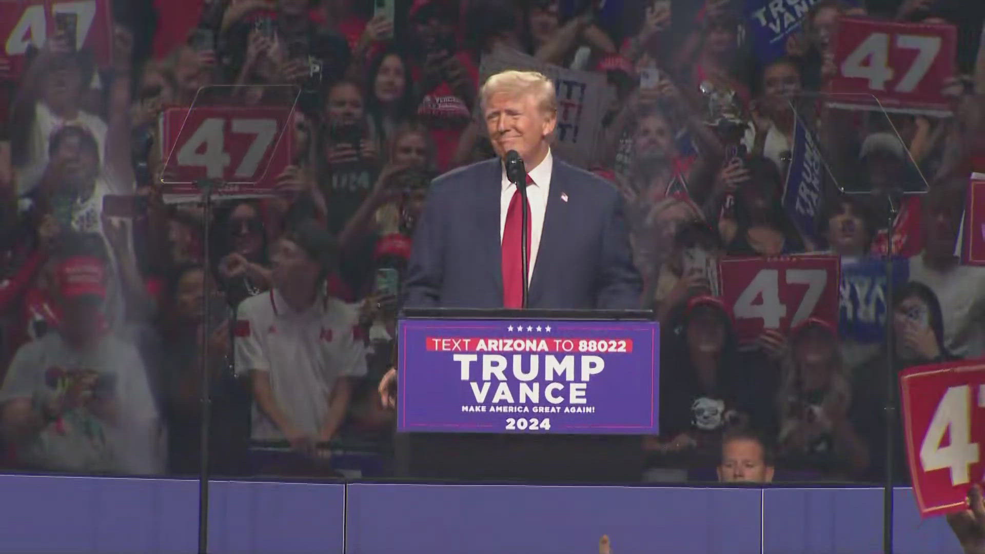 The former President and republican presidential nominee takes the stage at Desert Diamond Arena in Glendale.