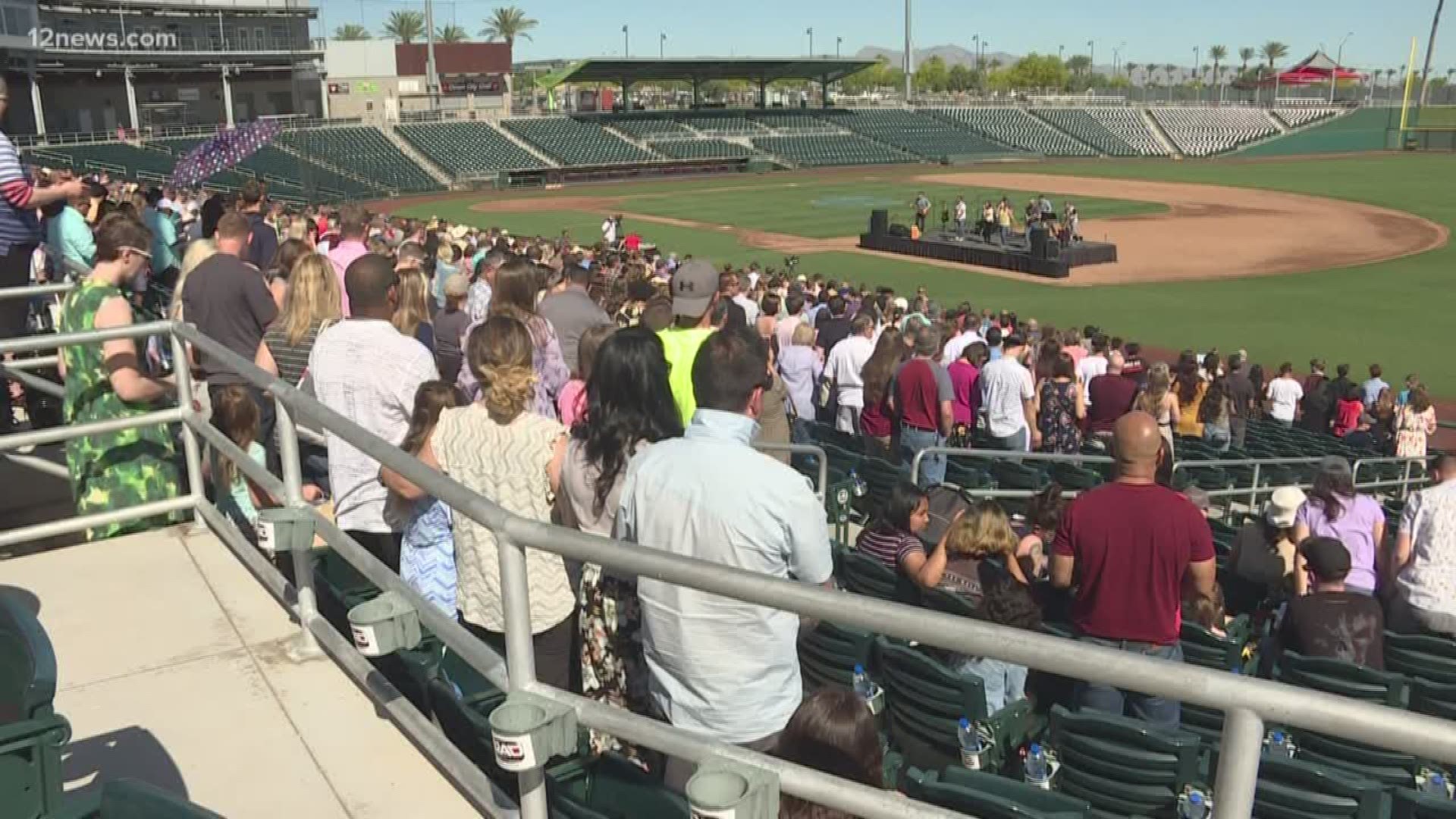 Thousands filled the Goodyear Ballpark for the inaugural "Easter at the Ballpark" event.