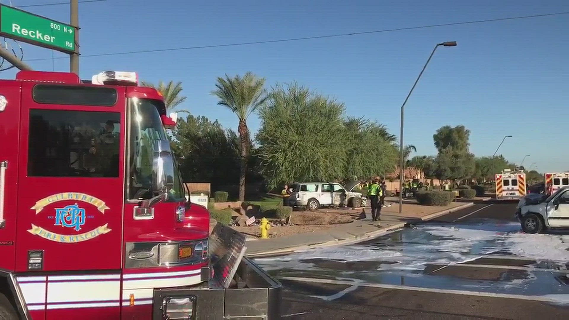 3, including 2 children, taken to hospital after fiery crash in Gilbert ...