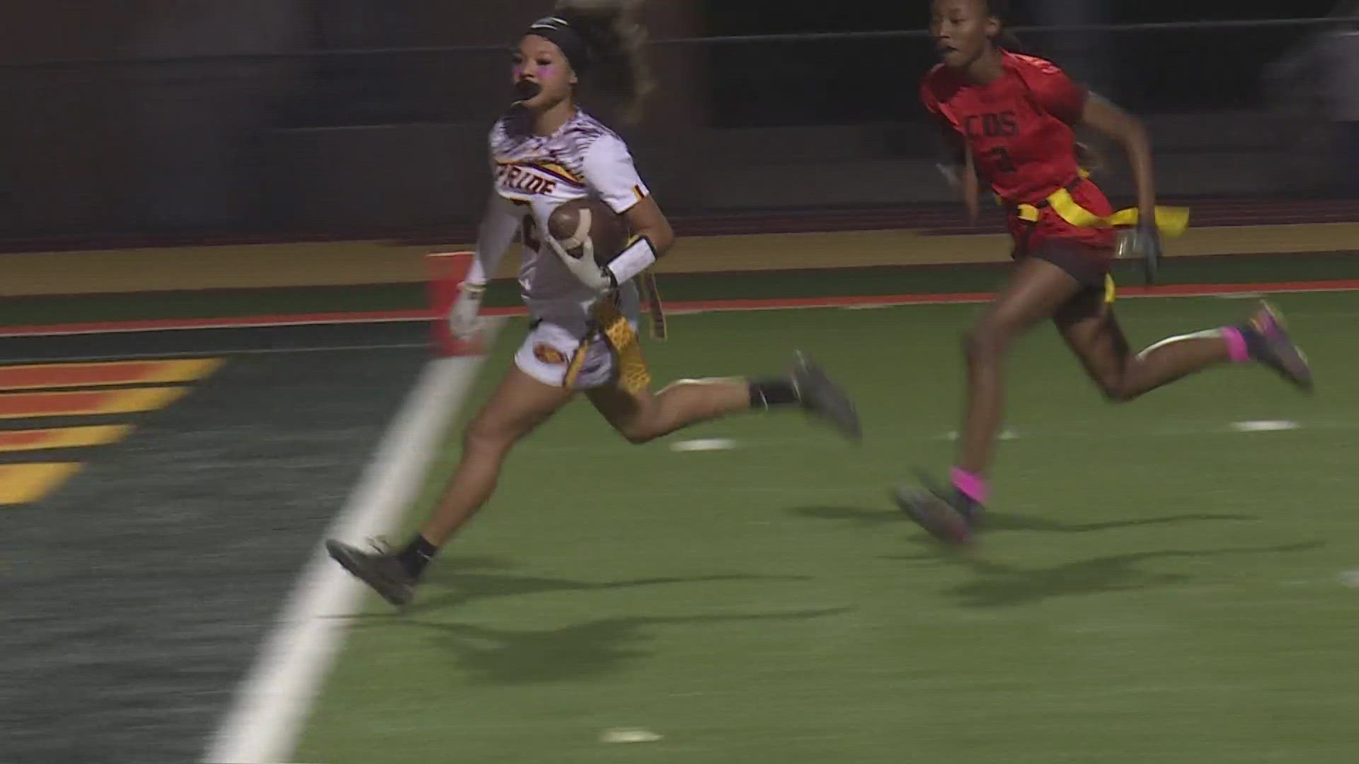 In our girls flag football game of the week, Mountain Pointe beat Corona del Sol, 21-0