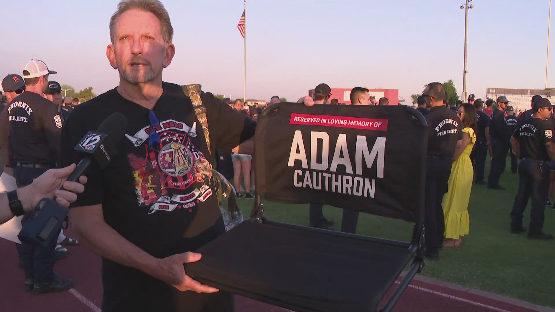 The Phoenix Fire Department honored one of their own at a Peoria High School Football game.