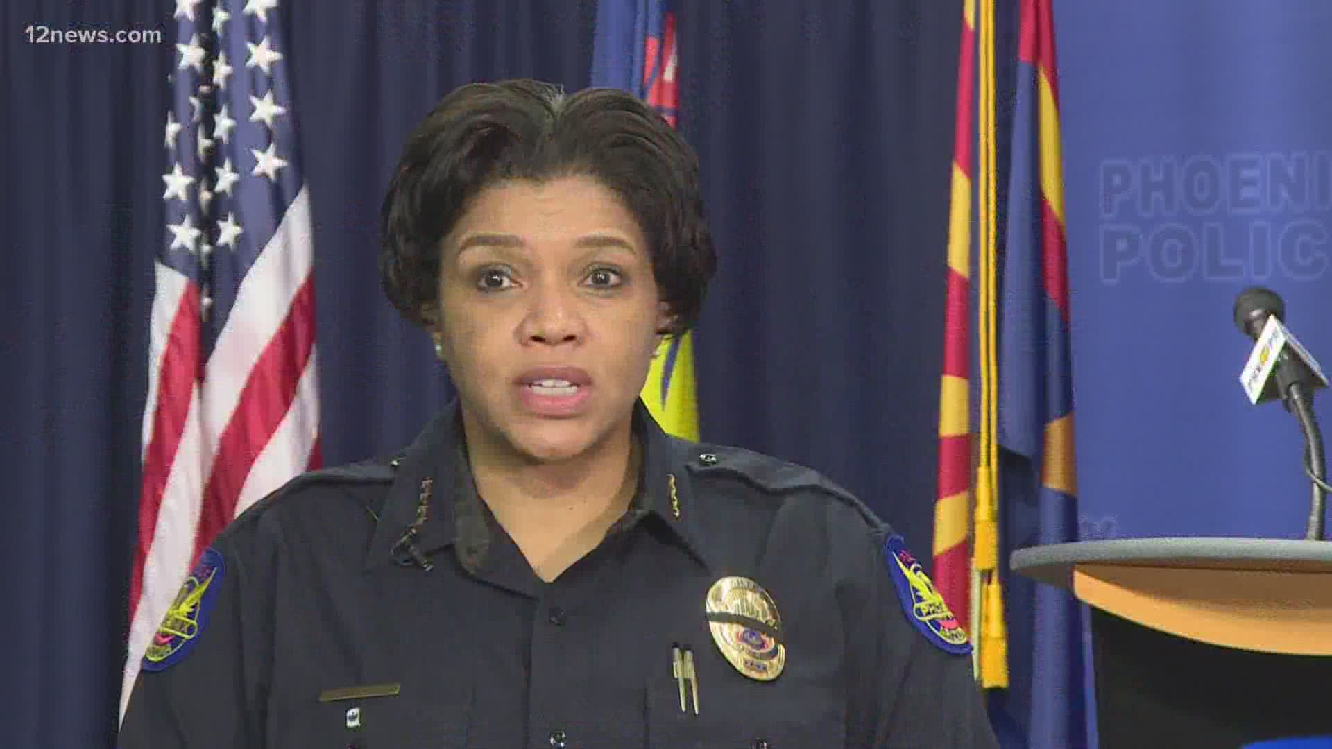 The Phoenix Police Department announced Chief Jeri Williams has tested positive for COVID-19. She is experiencing mild symptoms and is in quarantine, officials said.