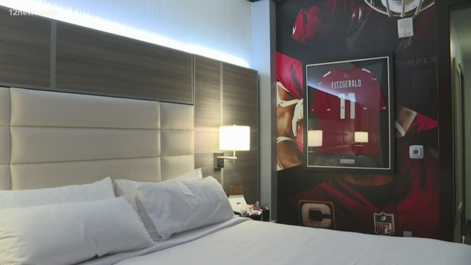Gila River Hotels and Casino is offering stays in two specially themed Arizona Cardinals fan rooms.  During your stay you will be treated to a Cardinals goodie box.
