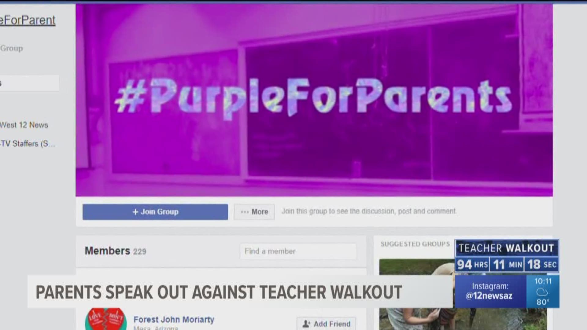 #PurpleforParents is speaking out against the walkout and the #RedForEd movement.