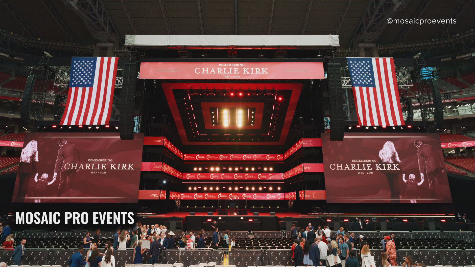 12News journalist Trisha Hendricks explains how the crew came together to assemble the memorial at State Farm Stadium for Charlie Kirk.