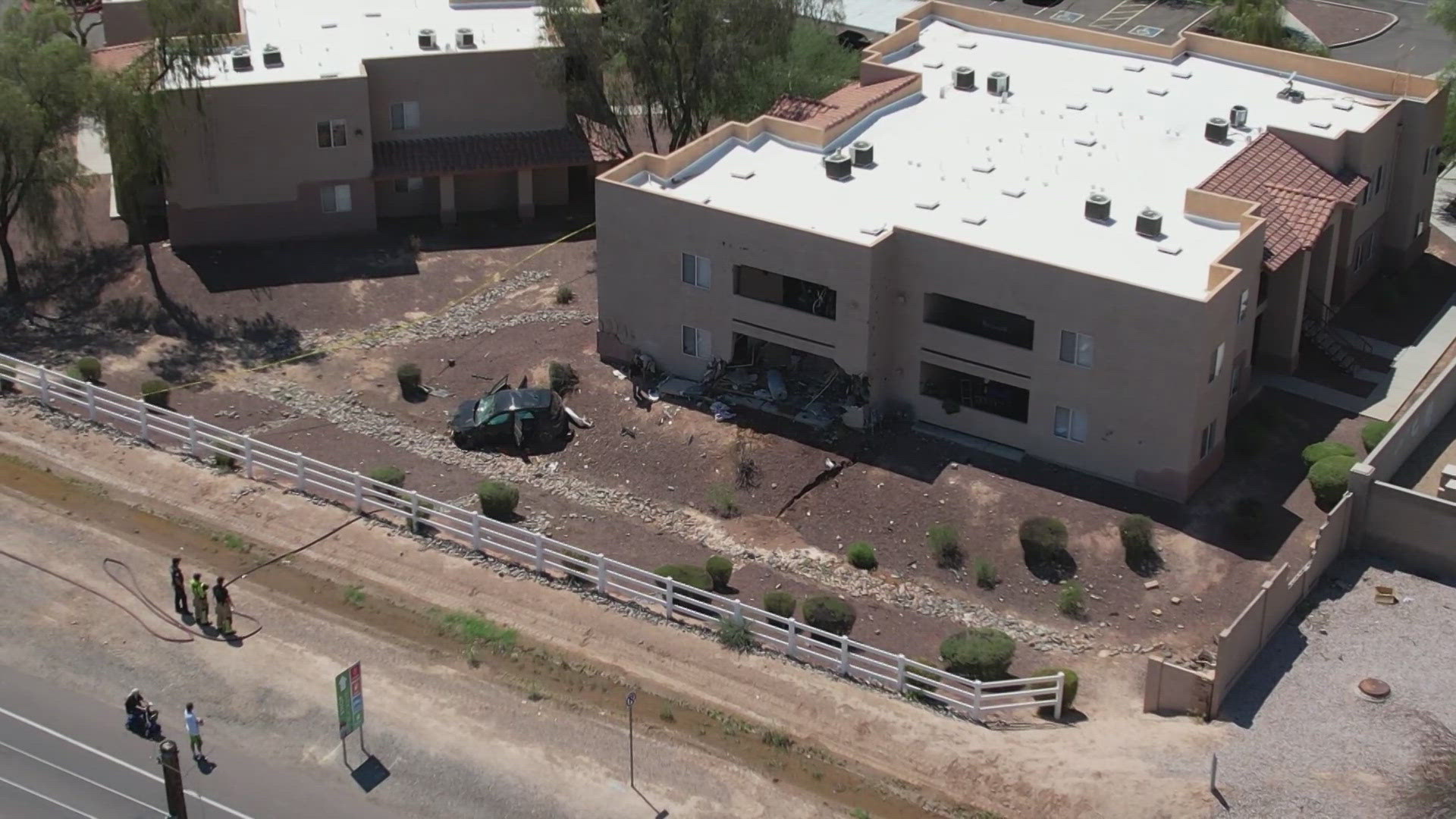 A man has been arrested after driving into a Buckeye apartment and then running away, according to authorities.