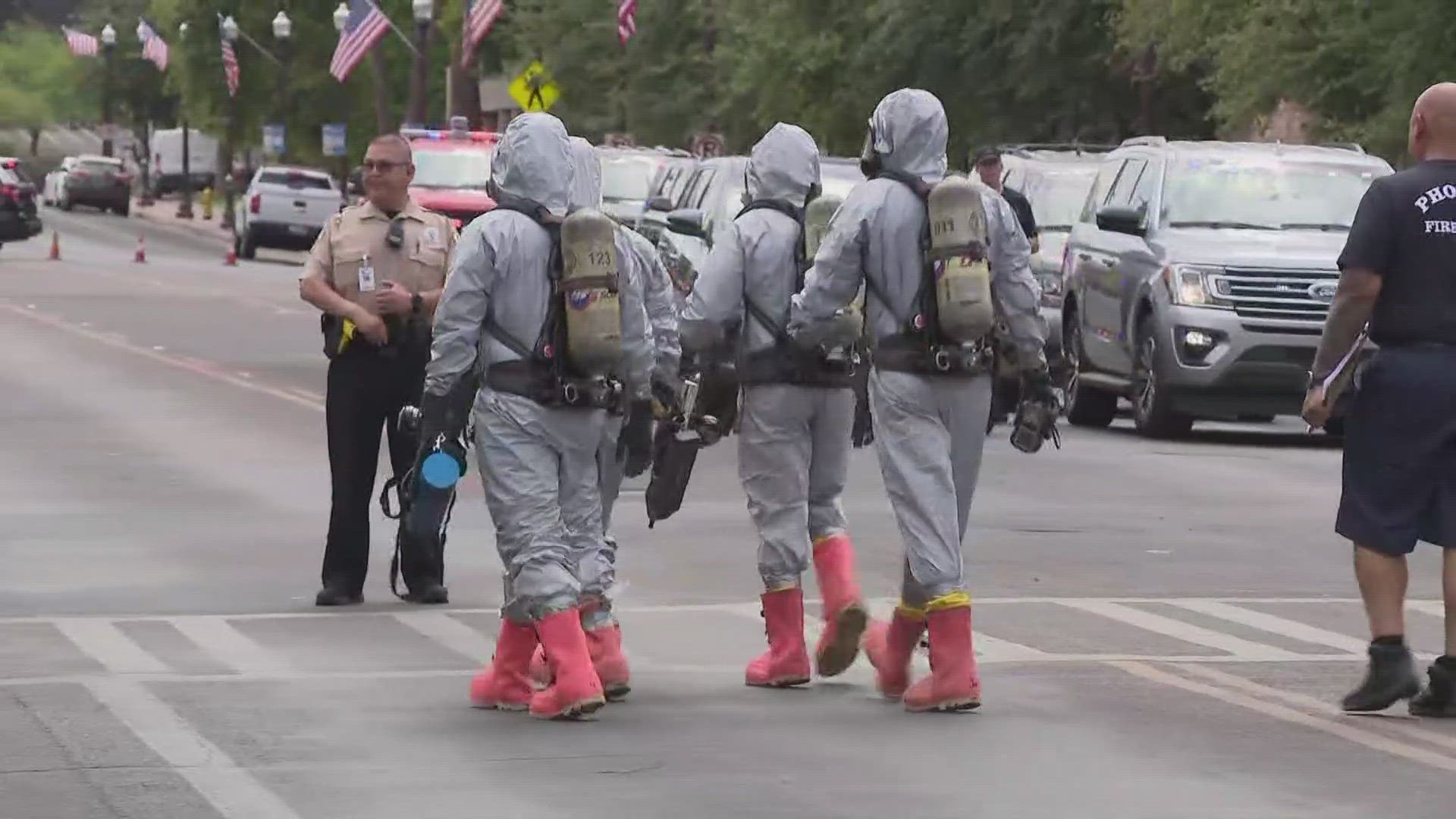 Crews are investigating a hazmat situation at the Tempe courthouse. Fifth Street has been reopened.