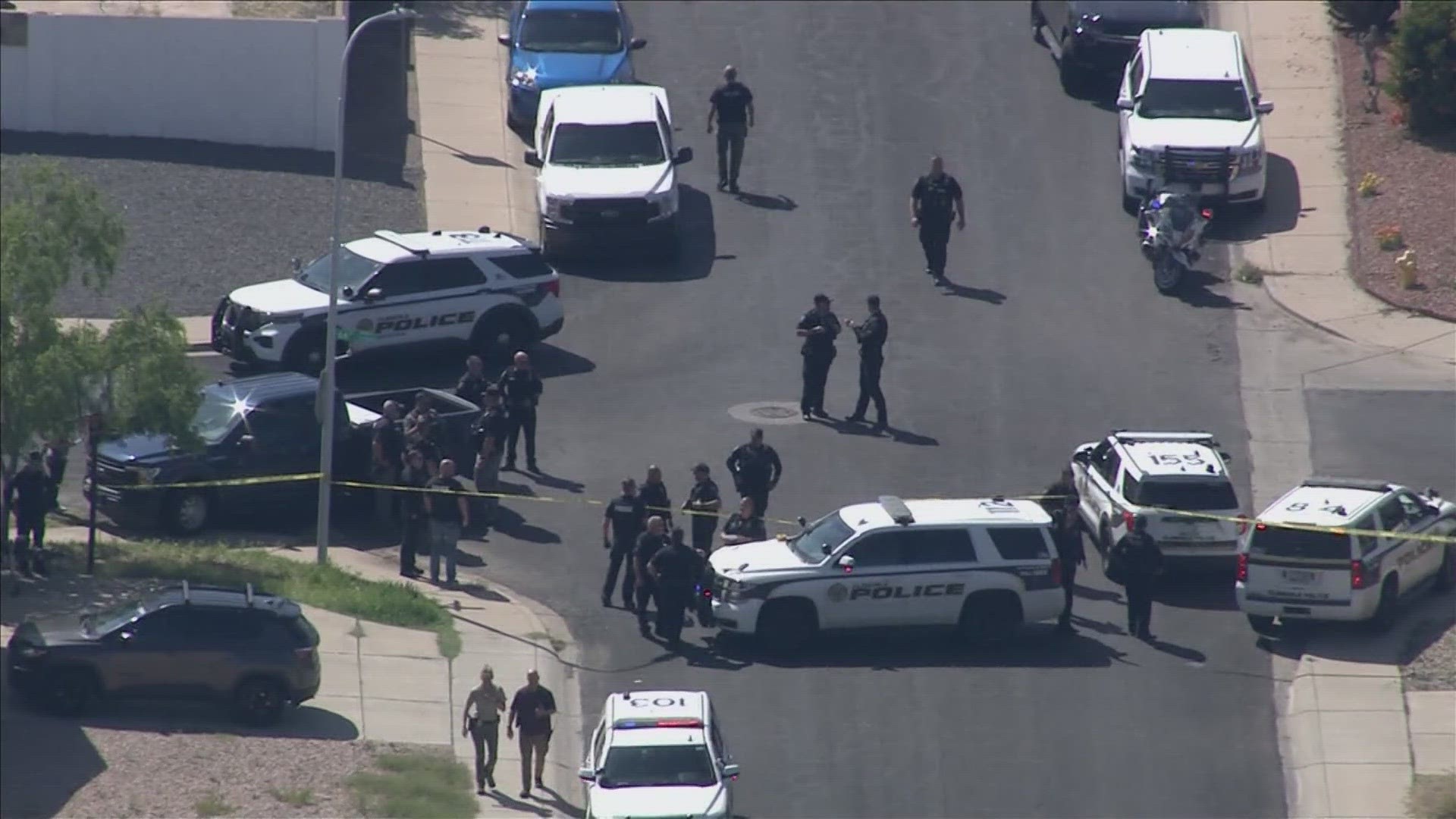 The shooting occurred near 67th Avenue and Cactus Road at around 2 p.m. A suspect was shot at least one time.