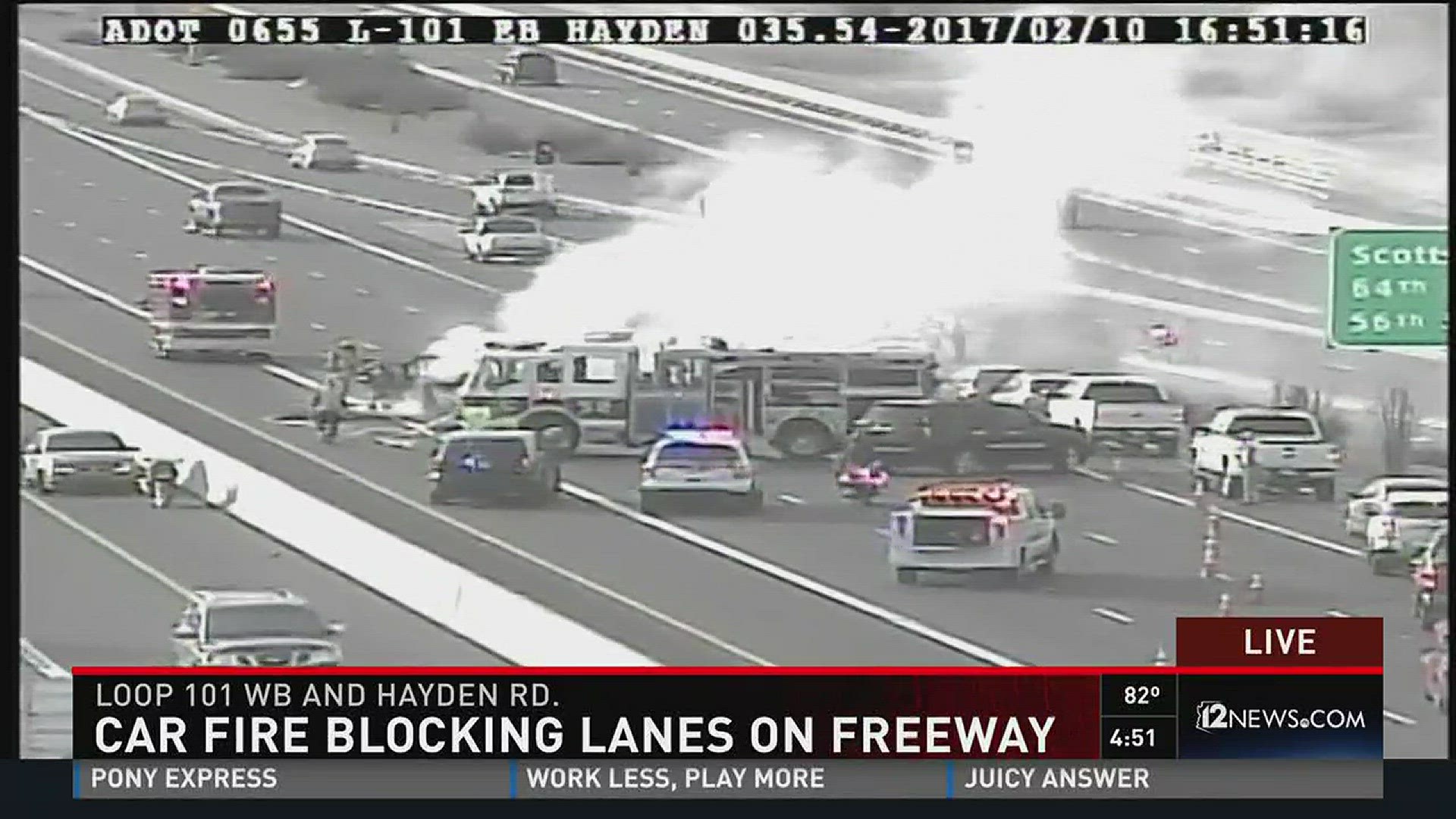 Fiery crash causes delays on Loop 101 at Hayden in Scottsdale | 12news.com