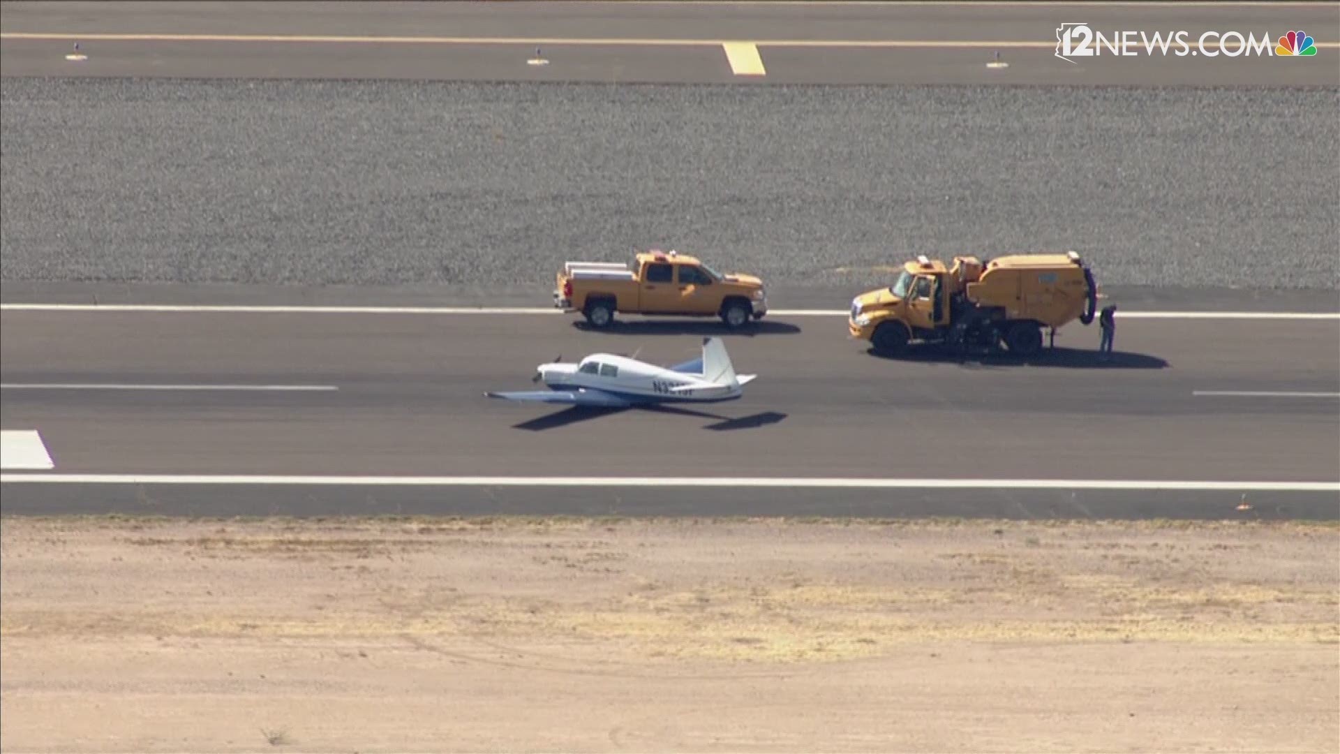 A small plane made a hard landing Mesa Falcon Field. The pilot is safe and uninjured.