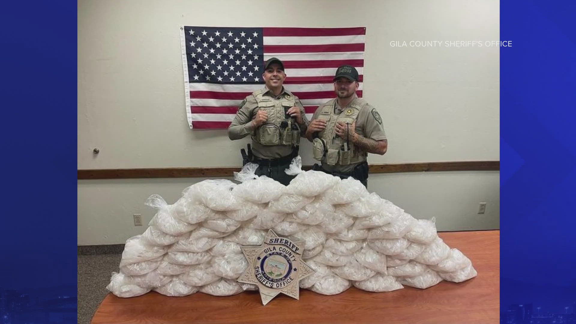 Gila County deputies found 114 pounds of crystal meth after pulling a car over on Highway 260 in Arizona. Watch the video above for more.