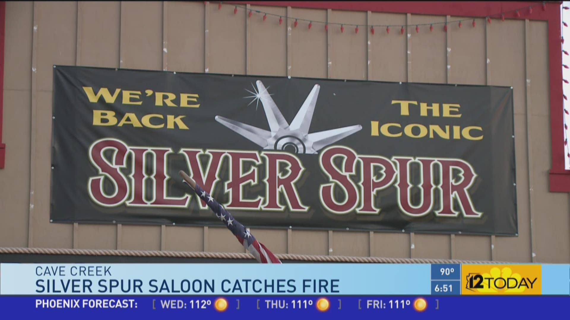 A fire started in an air-conditioning unit at the Silver Spur Saloon and spread to the attic on Tuesday.