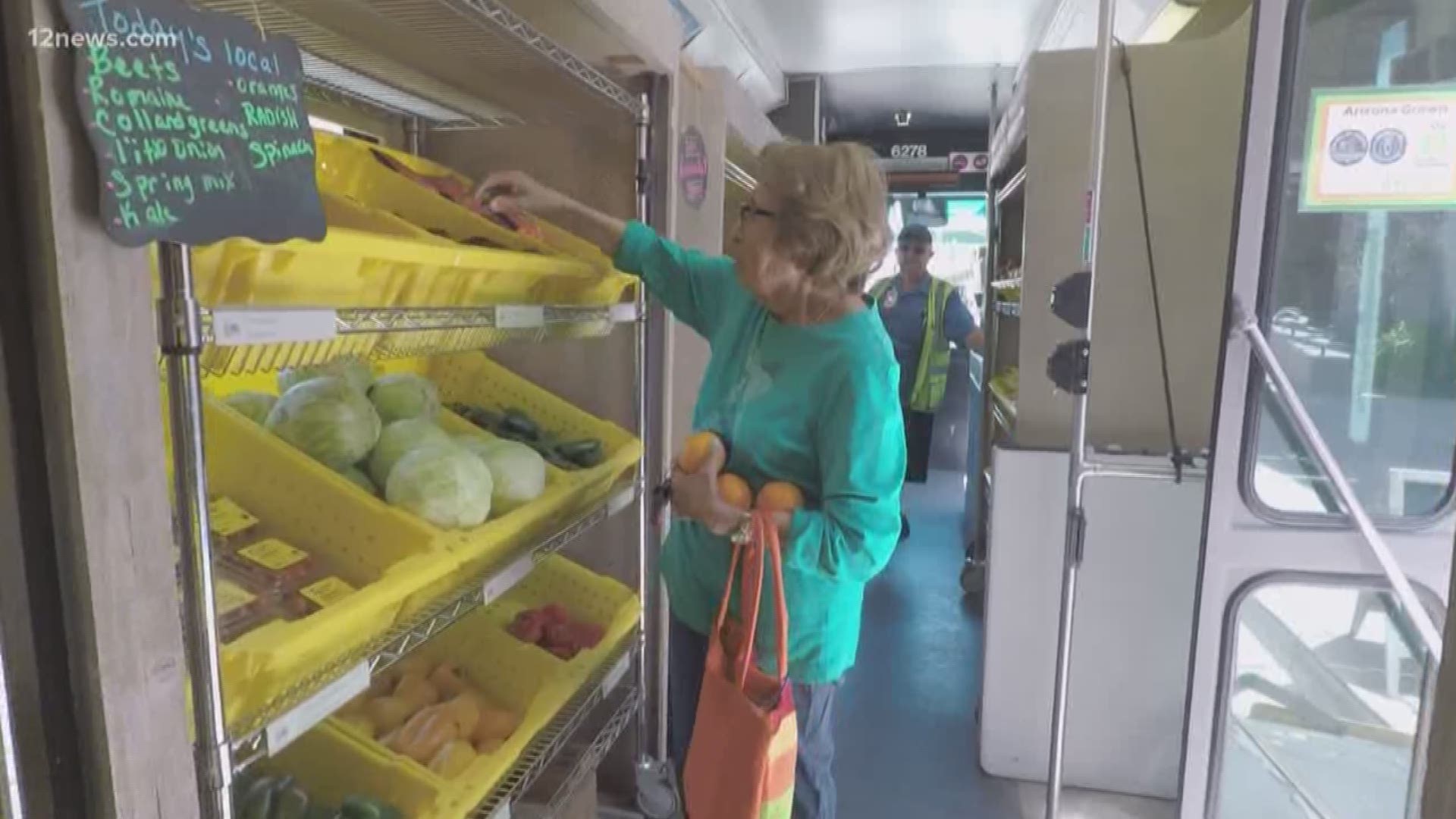 The produce section on wheels aims to bring affordable, healthy food to low-income communities.