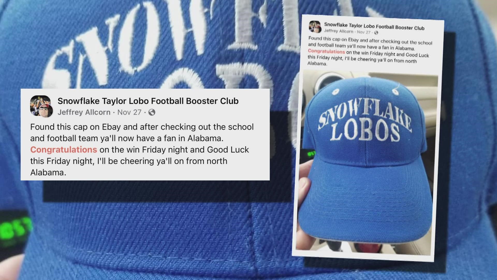 Jeffrey Allcorn posted a picture of a hat he bought on eBay on the Snowflake Football Facebook page wishing the team luck and the entire town of Snowflake went nuts.