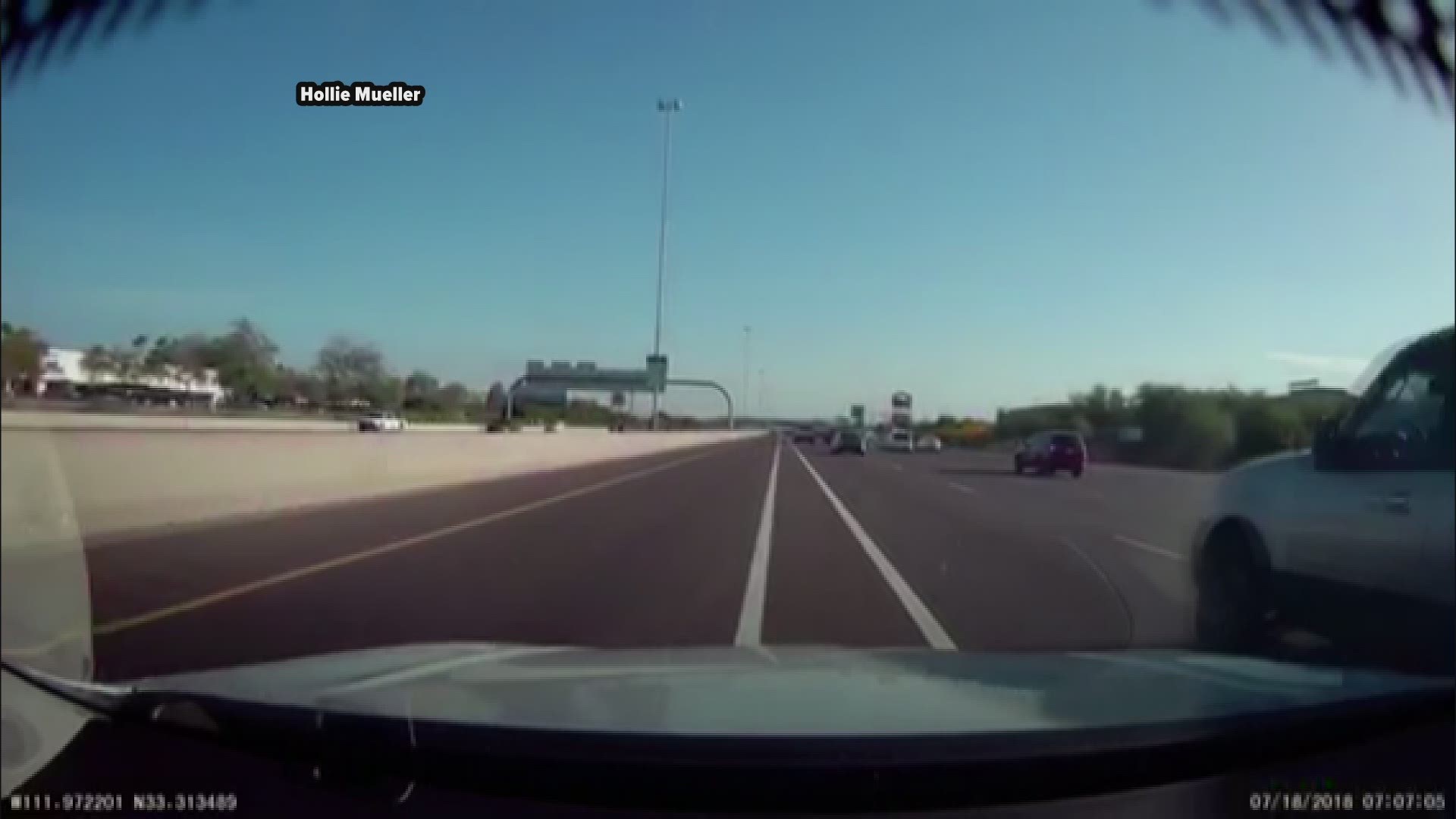 12 News viewer Hollie Mueller caught the wrong-way driver arrested by DPS troopers on her dash cam.