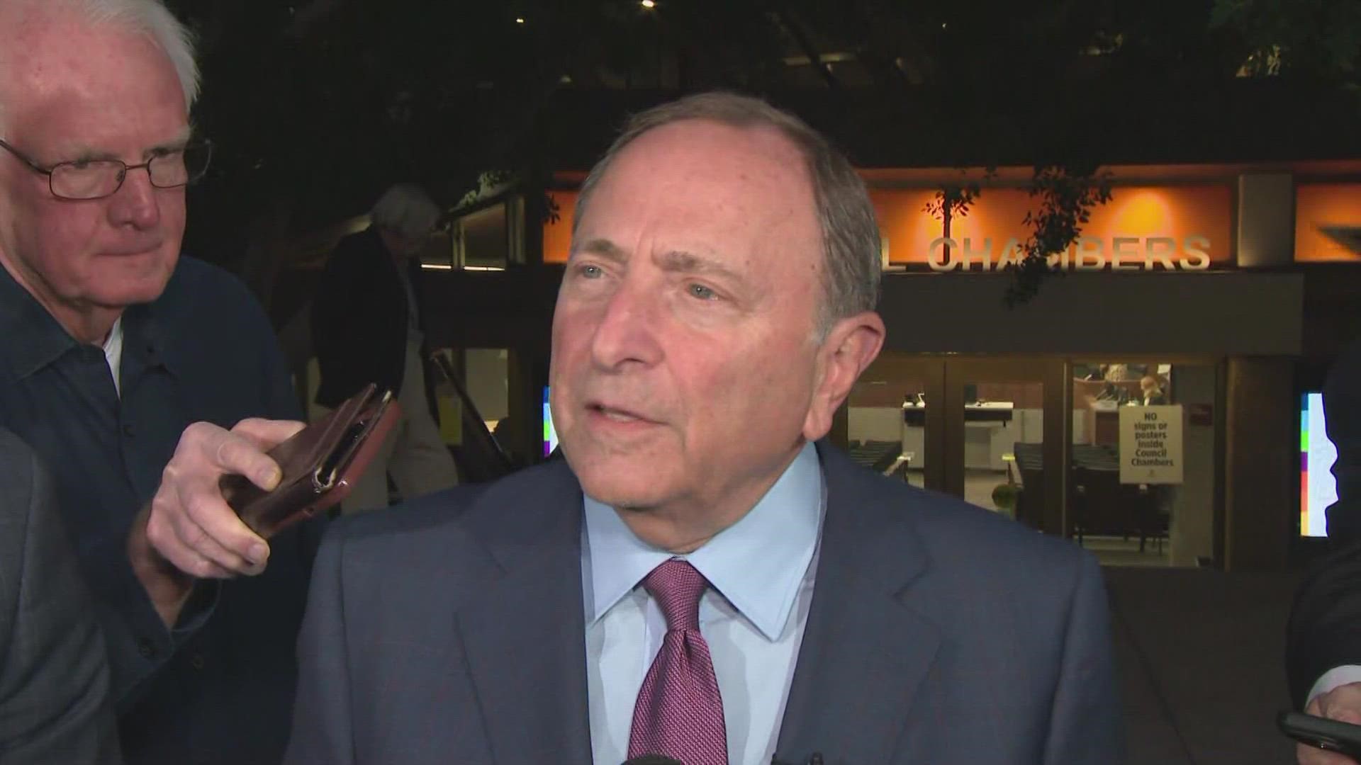12 Sports hears from NHL Commissioner Gary Bettman about his support for the potential home of the Arizona Coyotes.