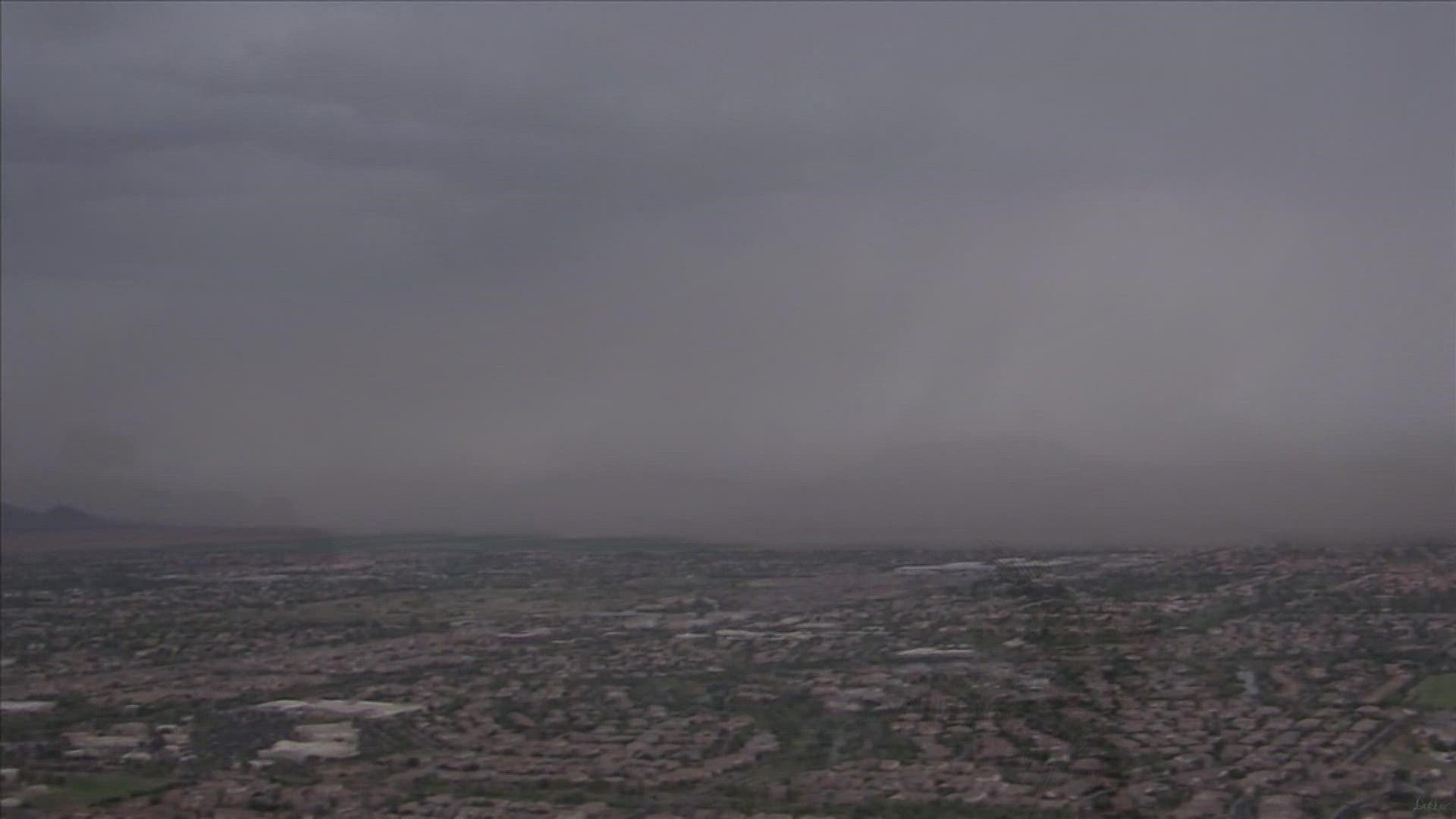 Widespread storms made it into the Valley as strong winds kick up dust and heavy rain triggered flash flooding concerns.