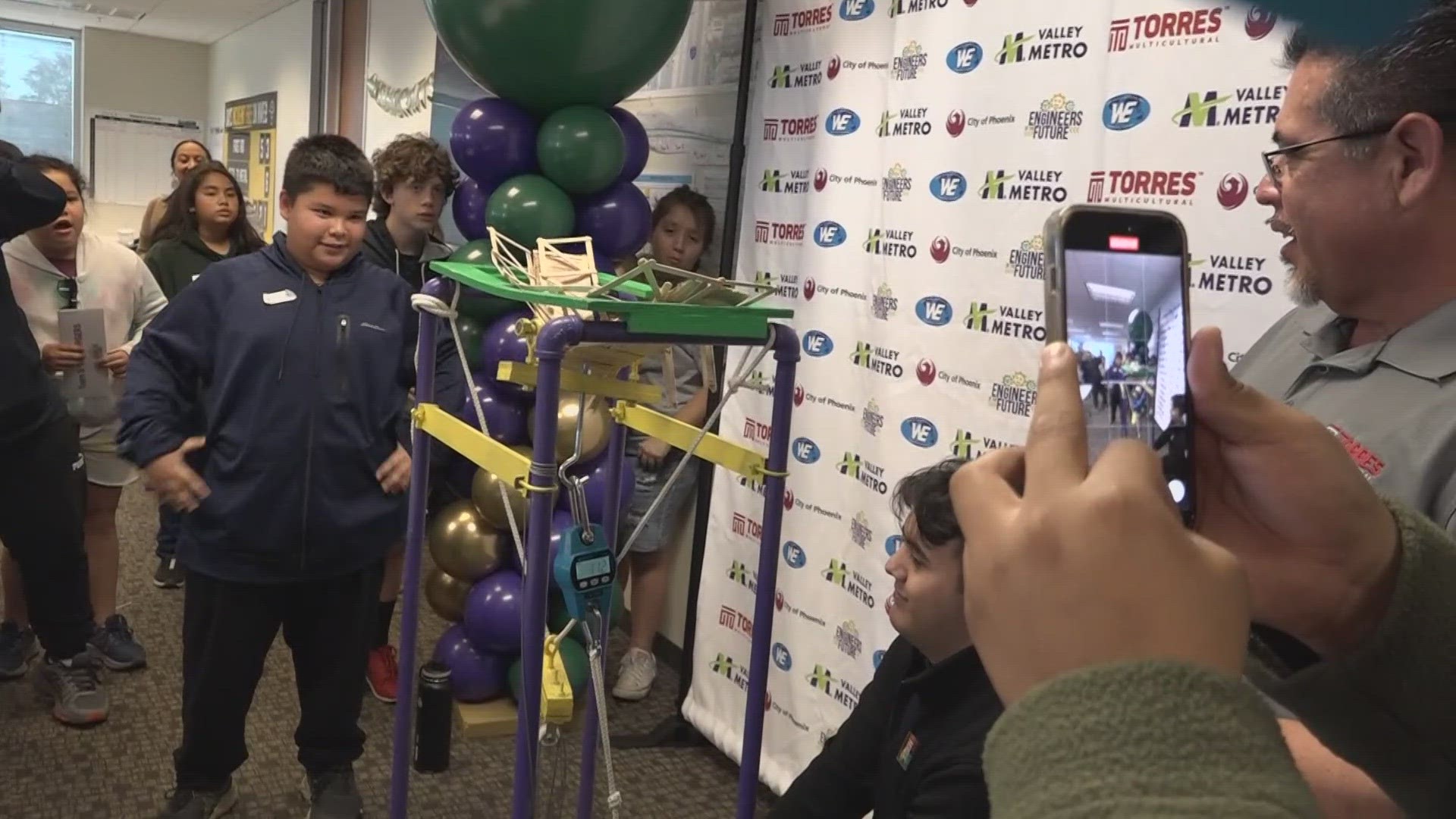 Students from 5 Phoenix-area middle schools took part in a bridge-building competition meant at inspiring the next generation of innovators