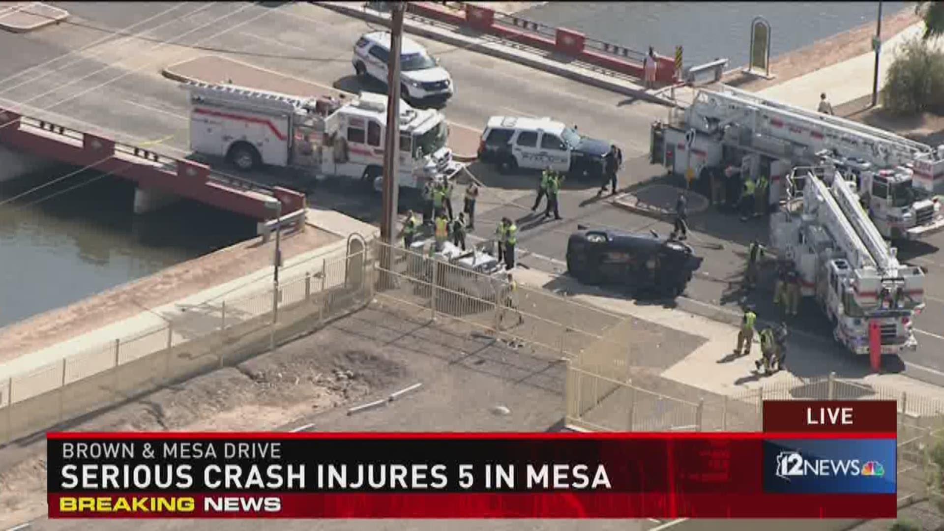 Sky 12 captured a wreck that injured 5 people near Brown & Mesa Drive.