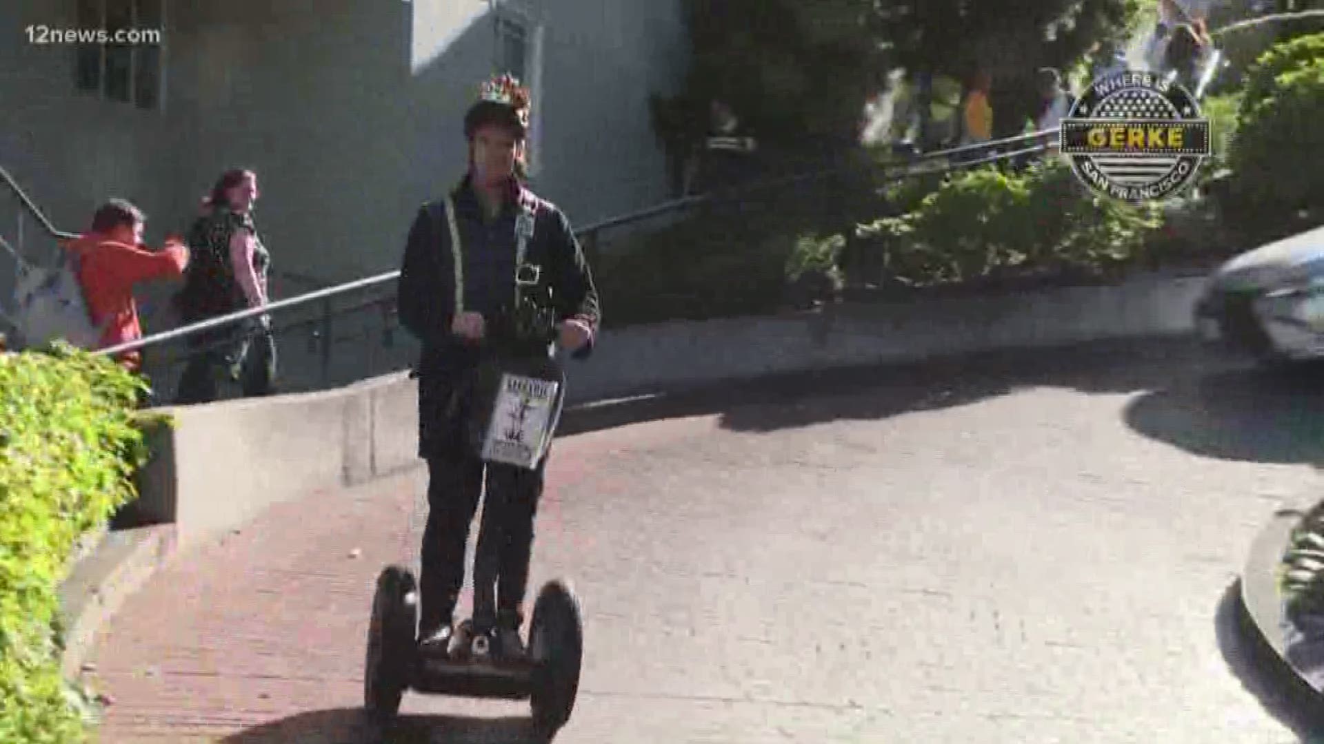 Paul maneuvers Lombard Street in San Francisco on a Segway.
