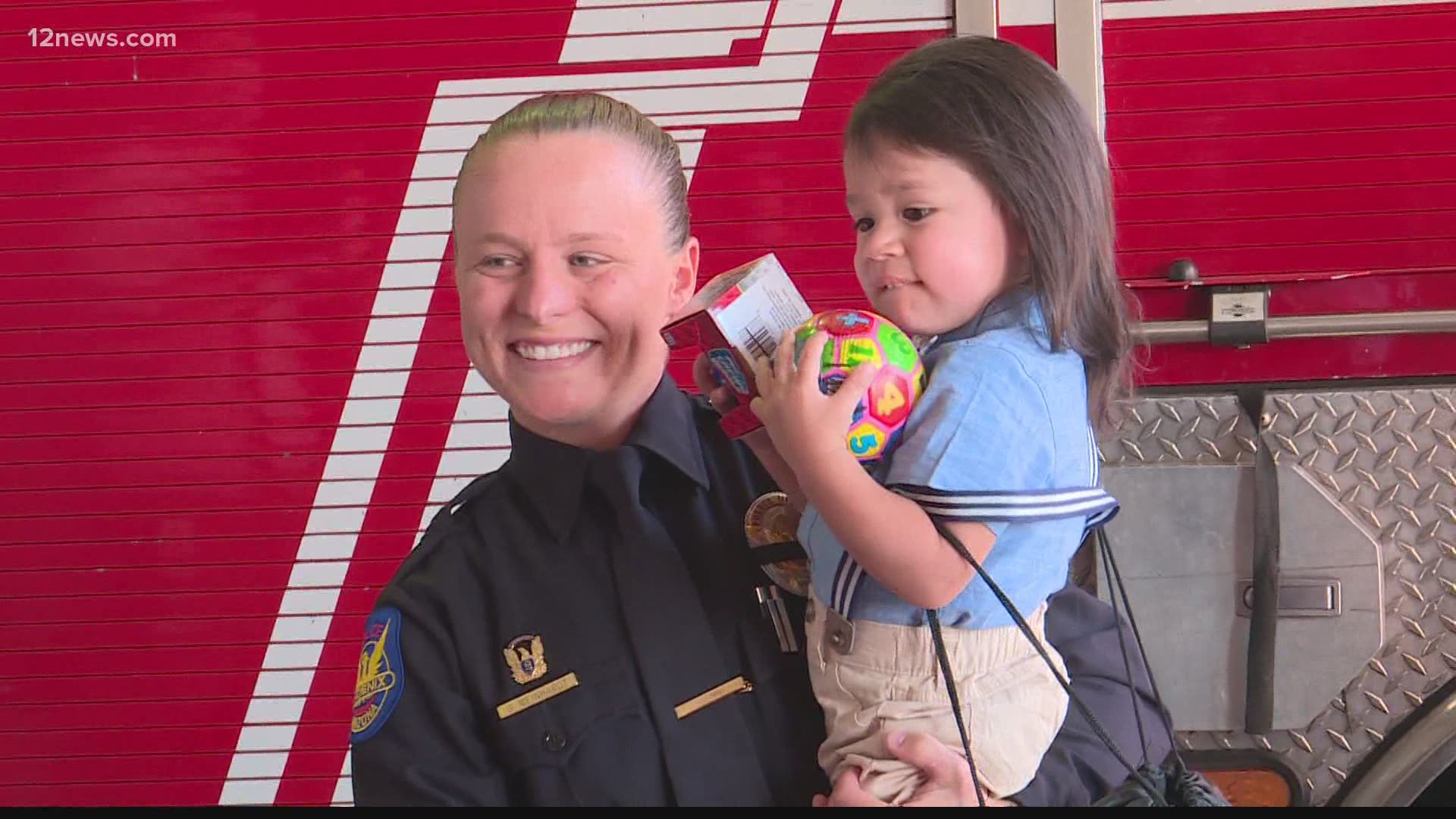 Two months ago a 2-year-old Phoenix boy slipped underwater in the pool at his house, nearly drowning. He and his family met the first responders who saved his life.