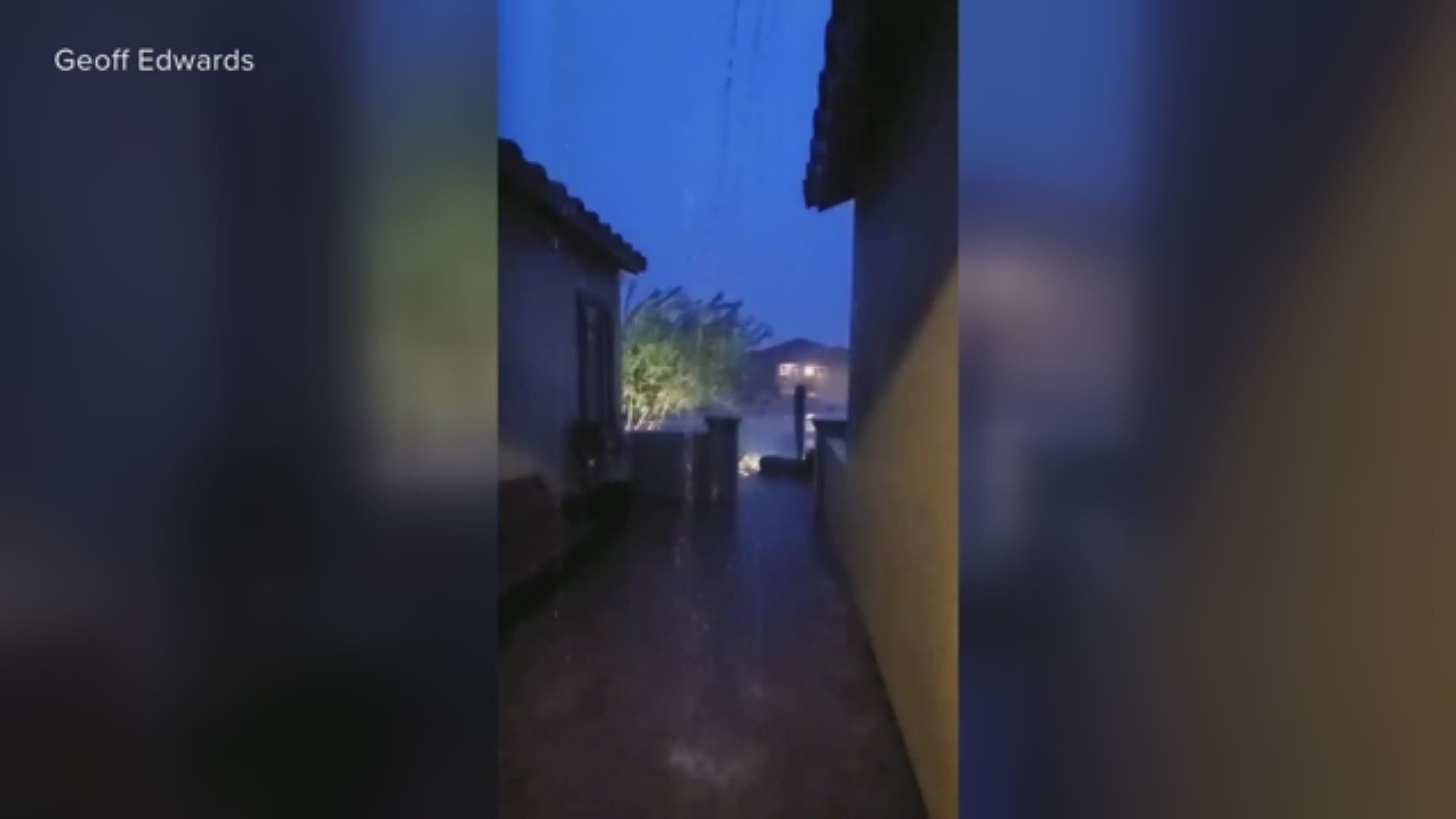 12 News Weather Watcher Geoff Edwards shared this video of rain and lightning in Goodyear Wednesday, Sept. 25, 2019.