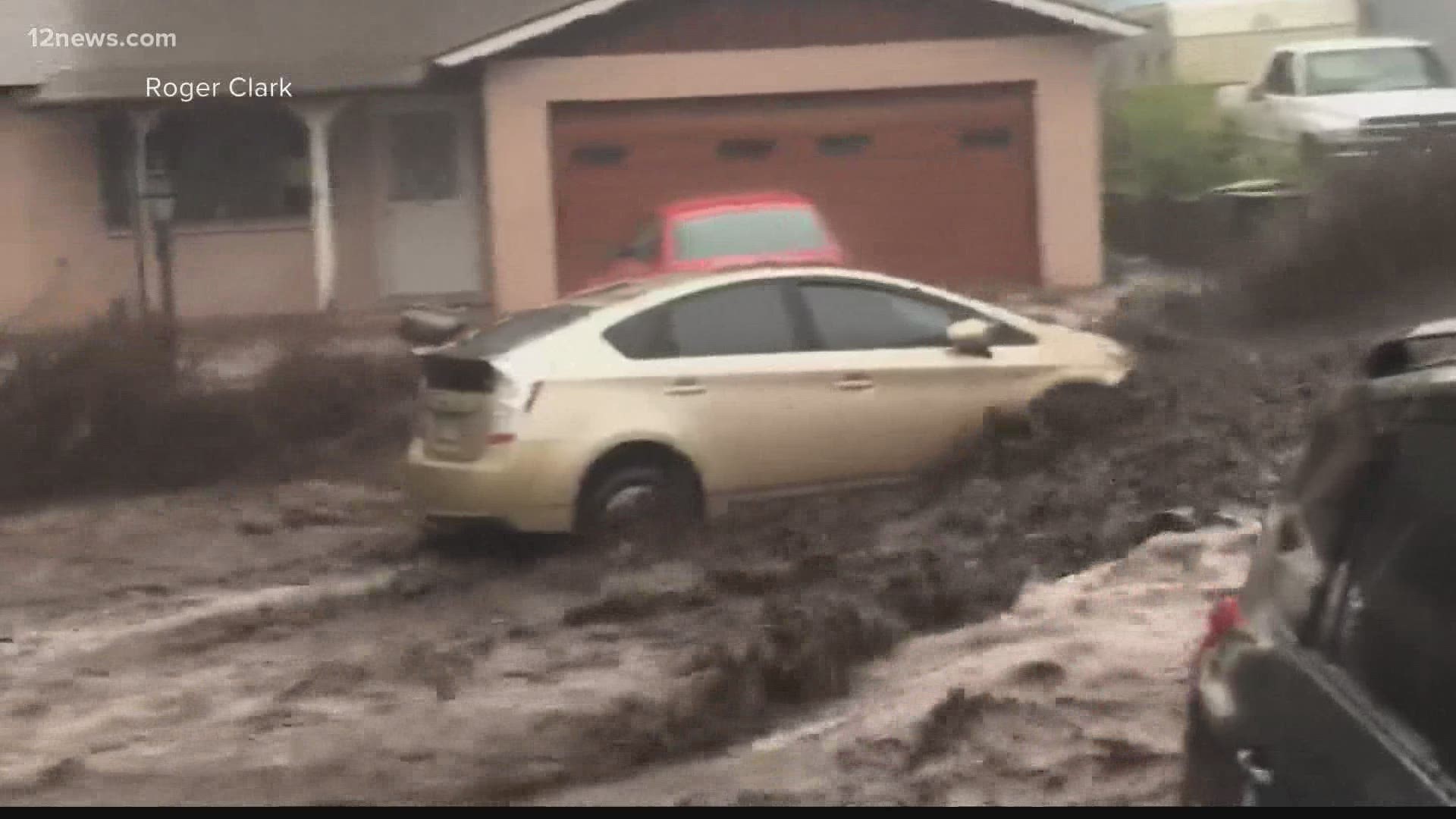 Monsoon rain in Flagstaff has left some people dealing with muddy floodwaters flowing into their homes. One person's car was even carried away by the rush of water.