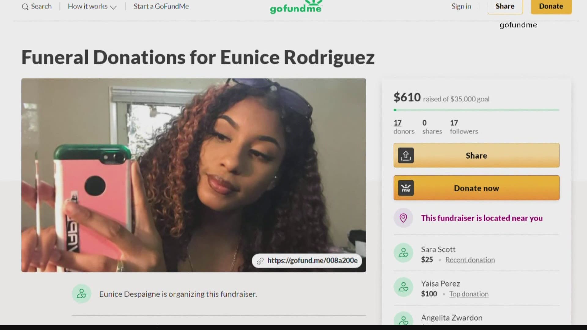 Eunice Rodriguez was just 17 when she was killed in front of her family Friday morning.
