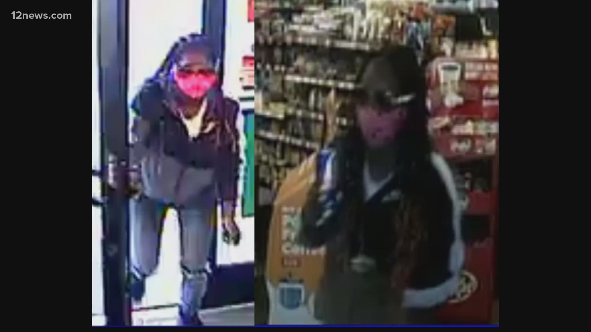 Police are requesting the public's help in tracking down a woman who robbed a Circle K Store in Phoenix with a handgun in her waistband last month.