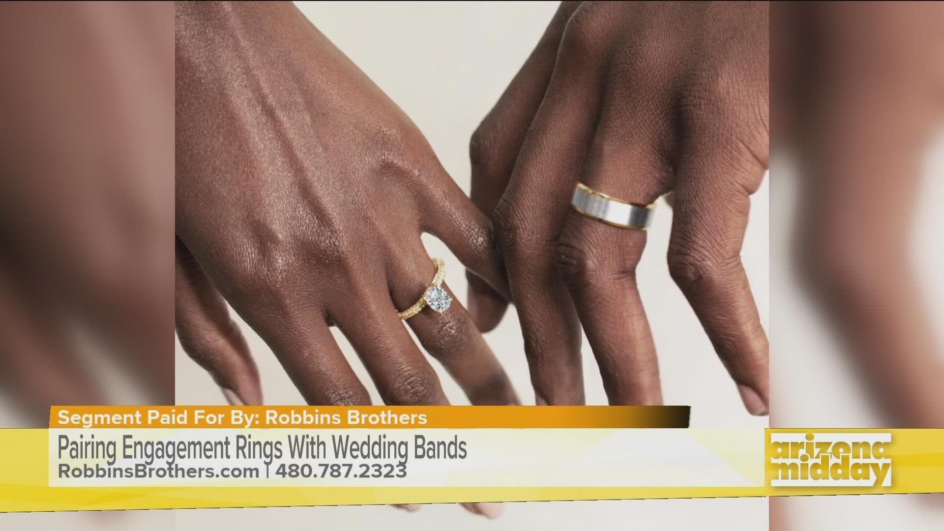 MJ Lamanilao with Robbins Brothers breaks down what we need to know when picking out a wedding band to go with your engagment ring.