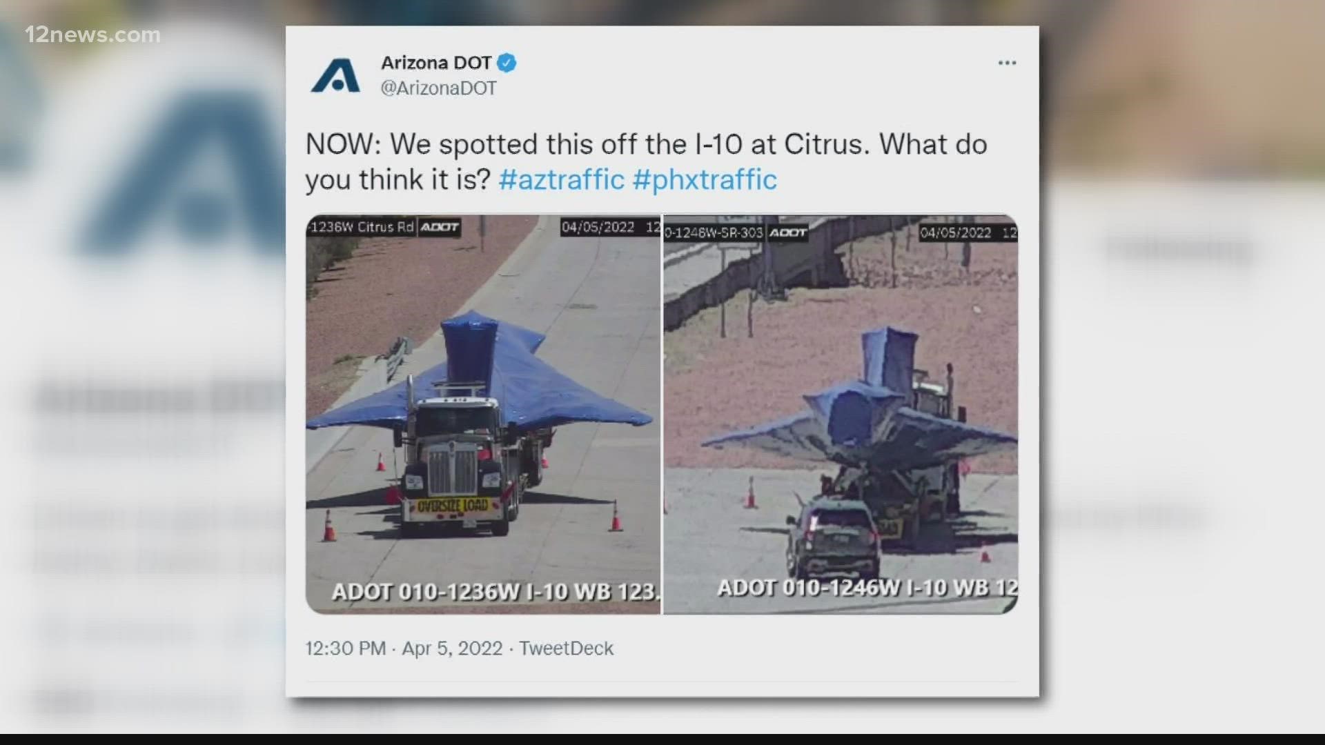 The Arizona Department of Transportation tweeted out pictures of the object and the internet has questions.