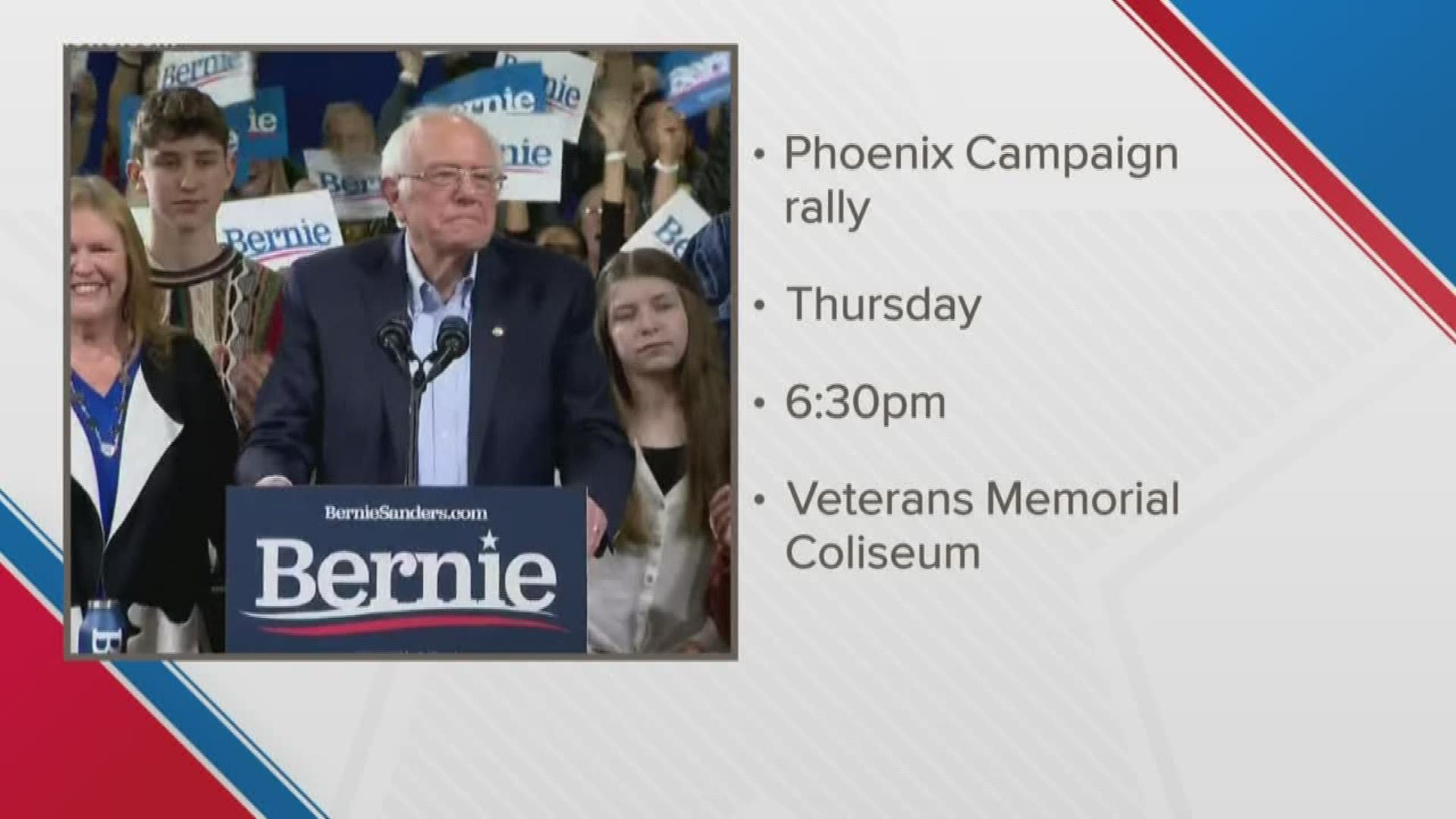 Bernie Sanders is coming to the Phoenix on Thursday and Elizabeth Warren is scheduled to come to Mesa on Saturday. The Warren event is currently up in the air.