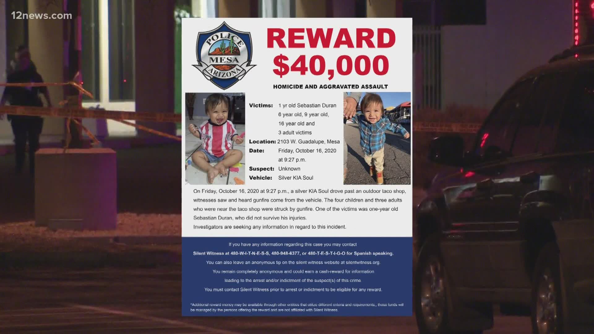 $40,000 reward made for information on Mesa shooting suspect who killed  1-year-old