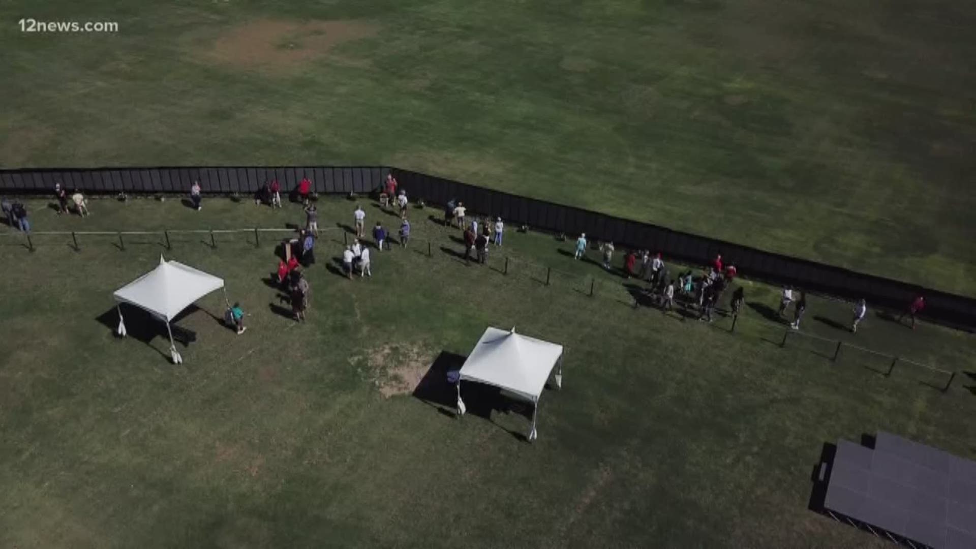 About 150 volunteers are assisting with the project in Surprise. Visitors wishing to see the wall can stop by until July 9 at noon. It's set up at Mark Coronado Park and is free to the public.