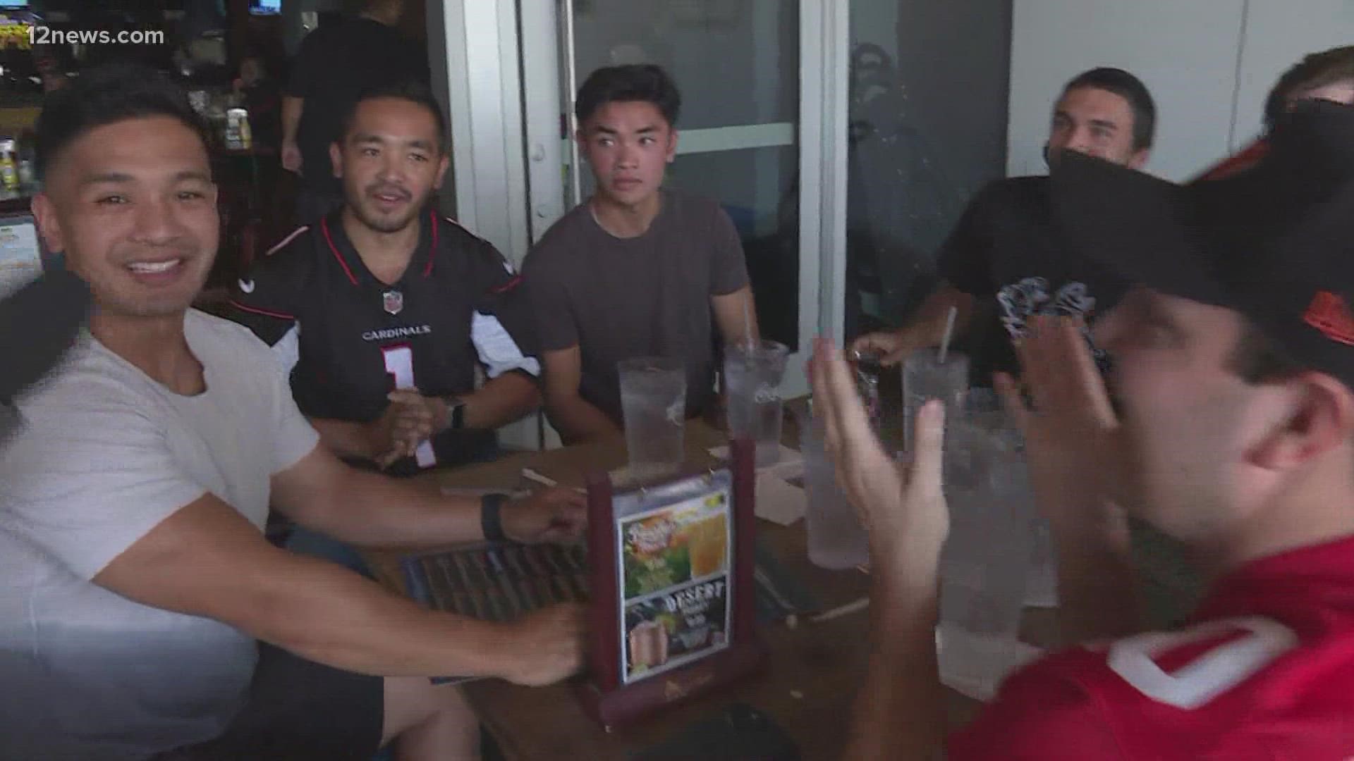 Fans gathered at the Zipps Sports Grill in Phoenix to cheer on the Arizona Cardinals as they take on the Tennessee Titans in the season opener Sunday morning.