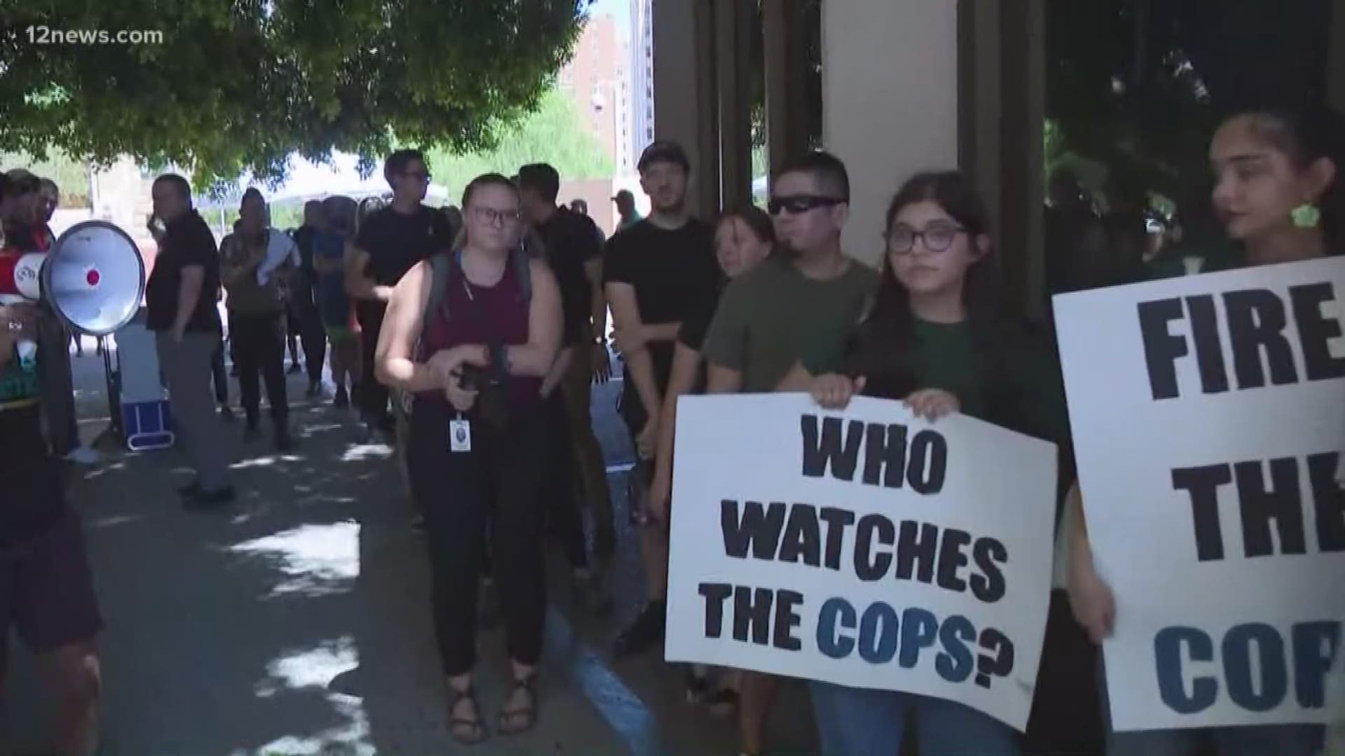 Protestors gathered at a Phoenix city council meeting Wednesday with two demands. They want to see officers involved in the now-viral shoplifting incident fired and they want to see a civilian oversight board formed immediately.