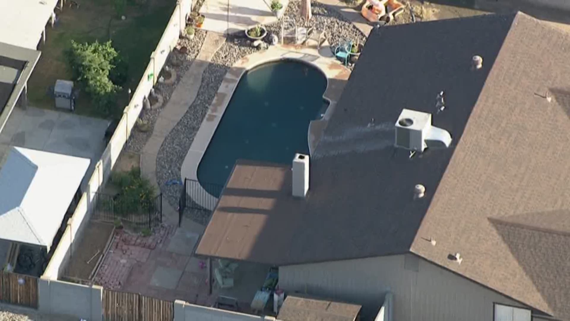 A two-year-old girl has been hospitalized after she was found in backyard pool near 6th Avenue and Camelback Road in Phoenix Tuesday evening.