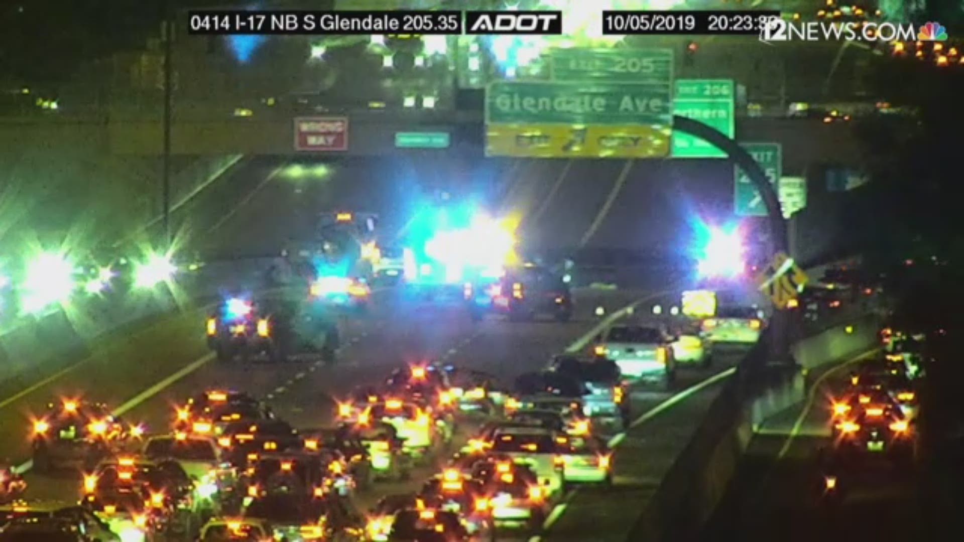 Traffic on the Interstate 17 northbound at Glendale Avenue was caused by a fatal, pedestrian-involved crash. (Video: Arizona Department of Transportation)