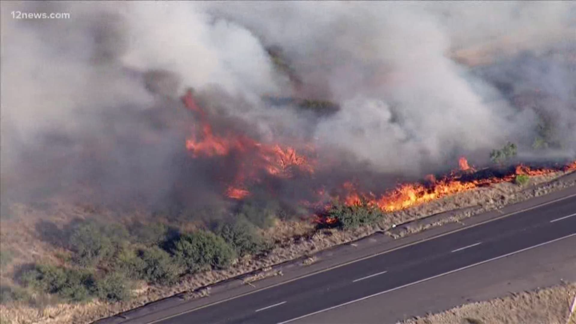 I-17 is closed in both directions because of a brush fire that sparked this afternoon. It is burning north os sunset point. The cause of the fire is unknown at this time.
