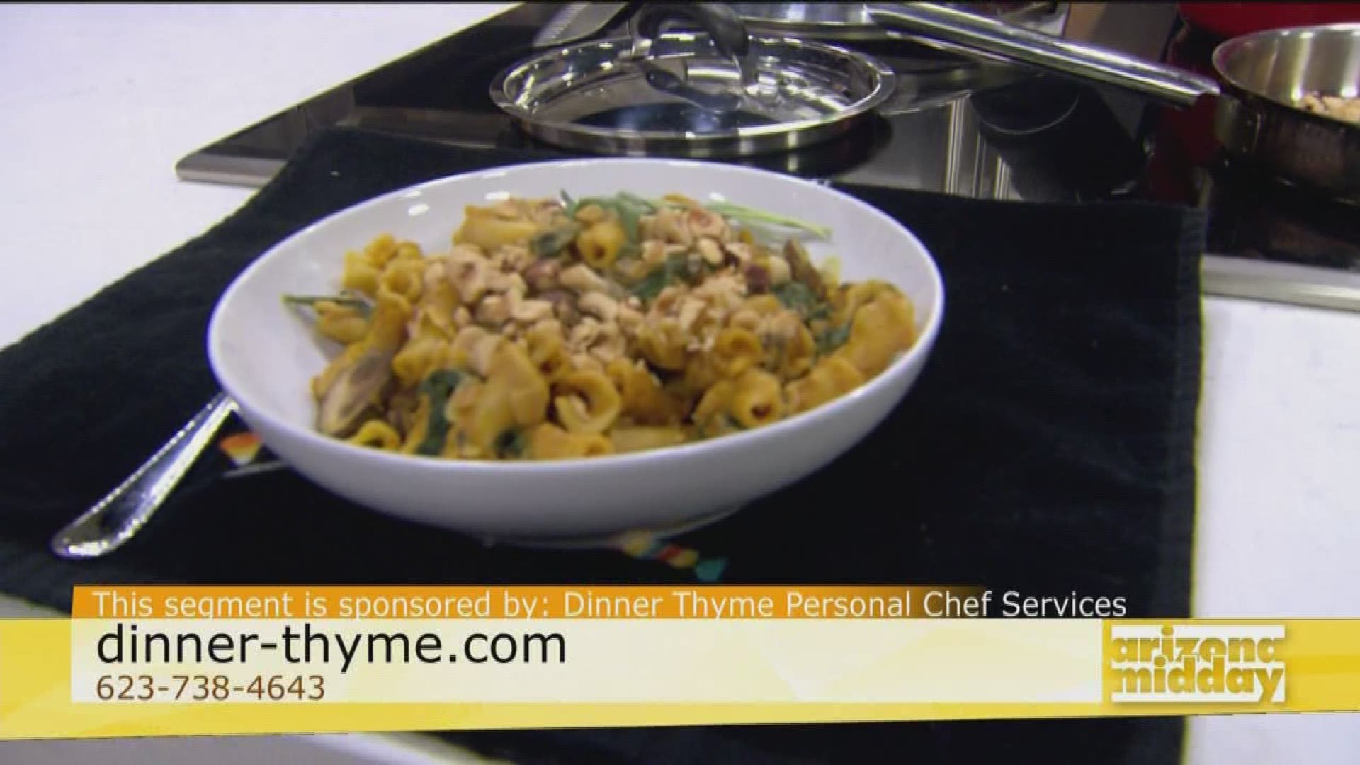 Chef Lisa Brisch is getting us in the fall mood with her tasty pasta dish made with mushrooms, greens and pumpkin Gorgonzola sauce. Learn the super easy recipe!