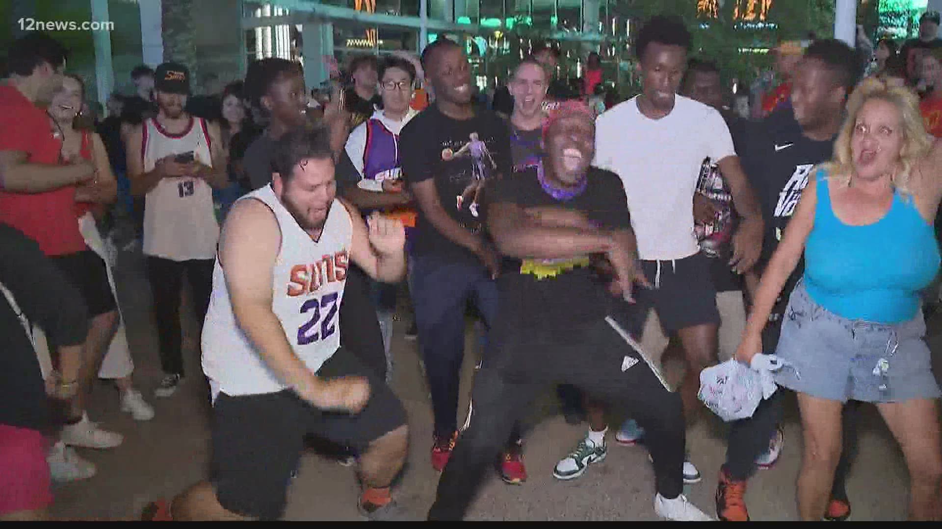 The Phoenix Suns are riding high after a strong win in Game 1 of the NBA Finals, and fans could barely contain their excitement.