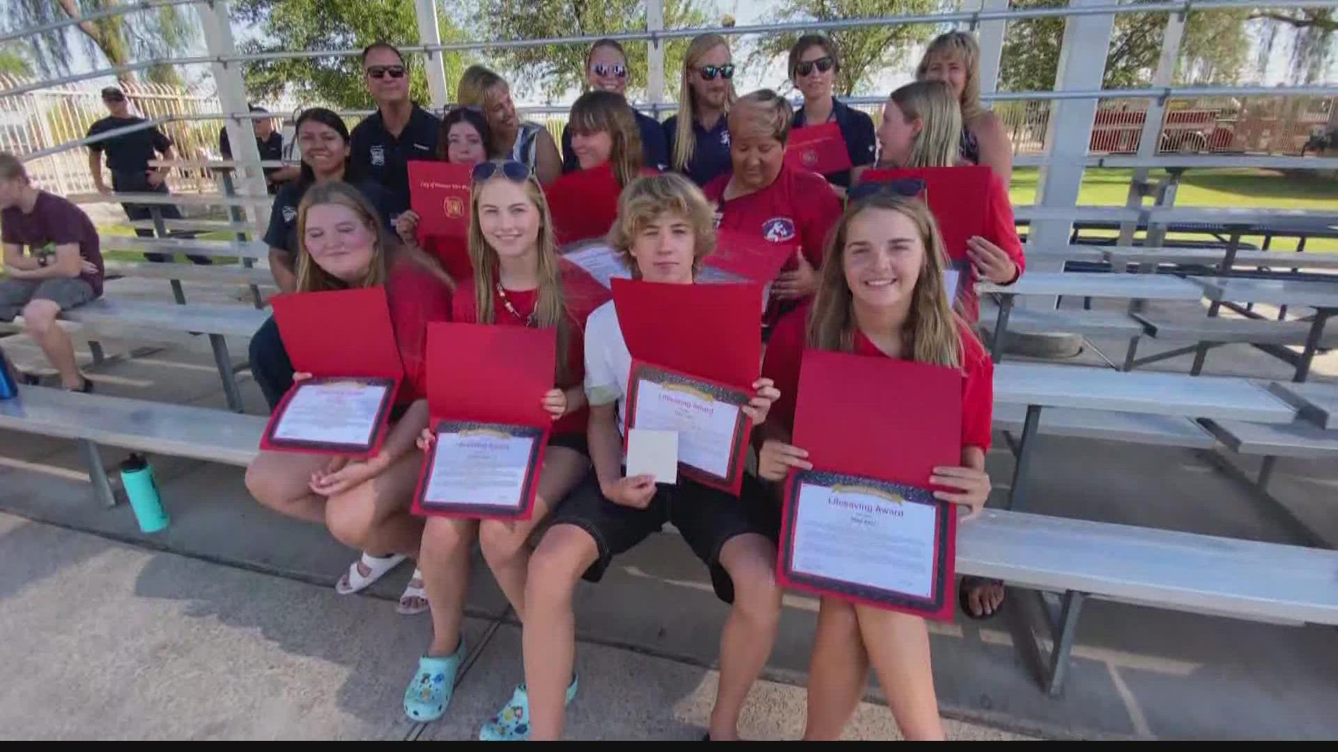 When a car crashed near a Phoenix public pool in late June, a group of teenage lifeguards sprang into action, going above and beyond the call of duty.