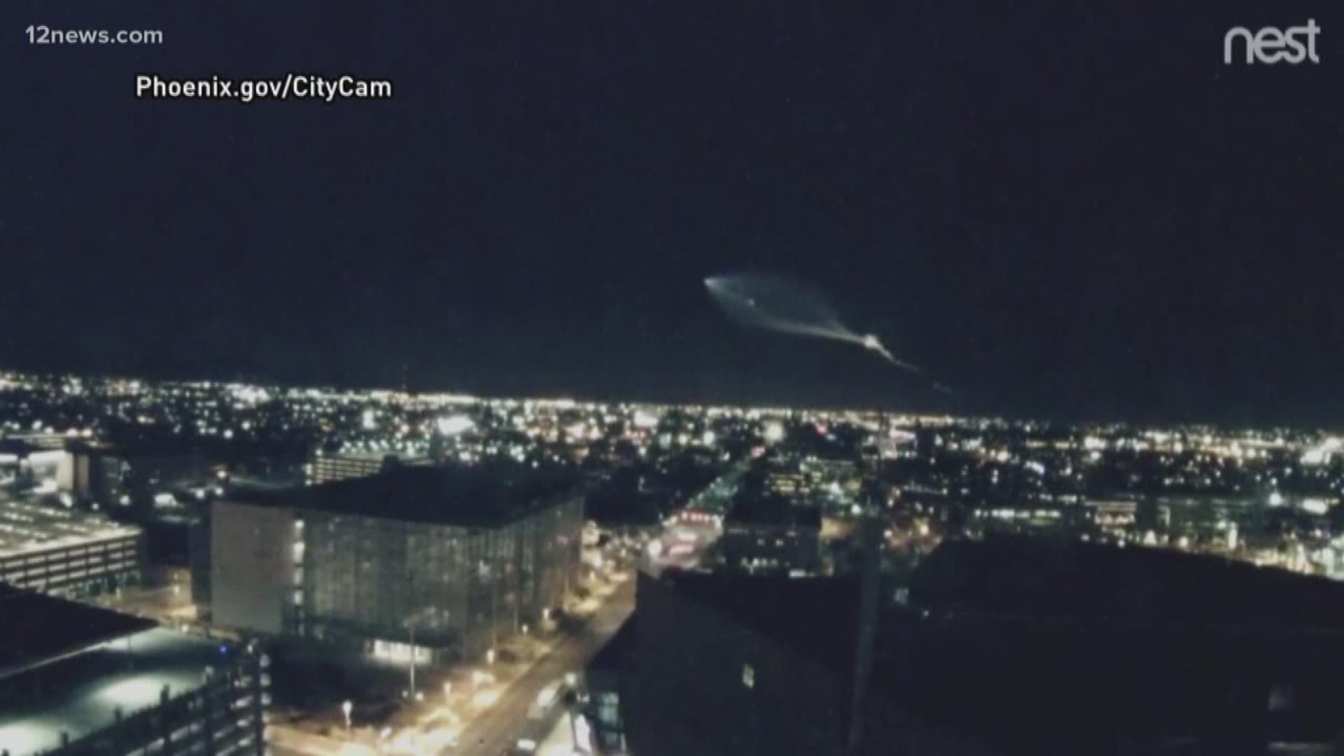 A SpaceX rocket and vapor trail was spotted in the skies over Phoenix Friday night.