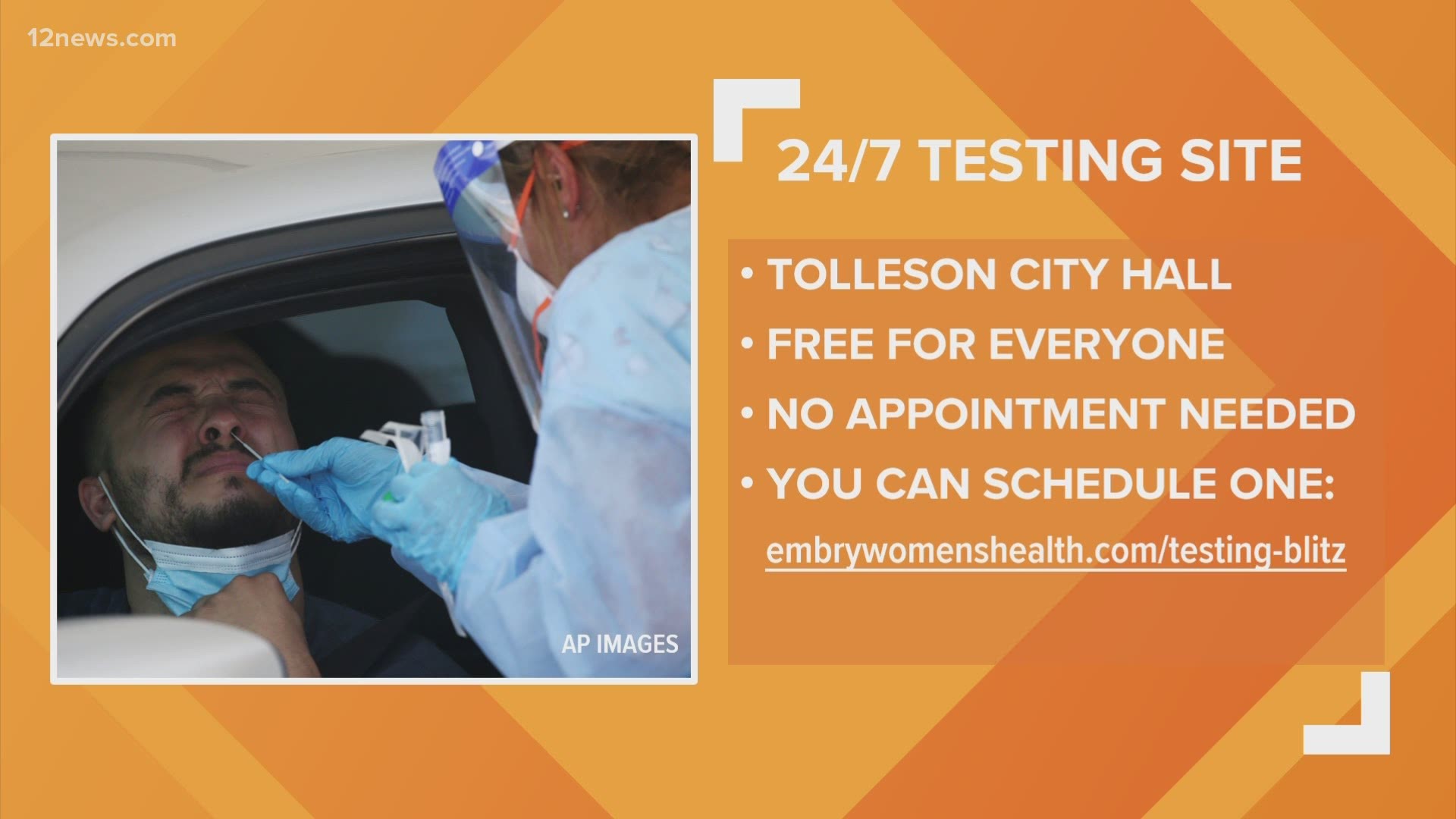 A new 24-7 COVID-19 testing site opened on Friday at Tolleson City Hall. Team 12's Trisha Hendricks has the latest.
