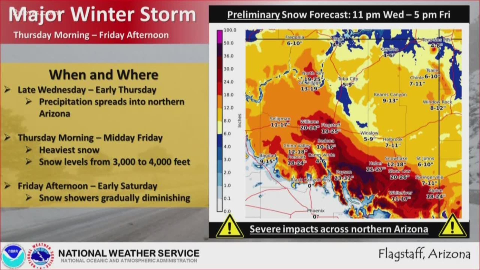 A huge winter storm is heading straight for Arizona. We update you on the forecast and what to expect in the High Country and the Valley over the next 48 hours.