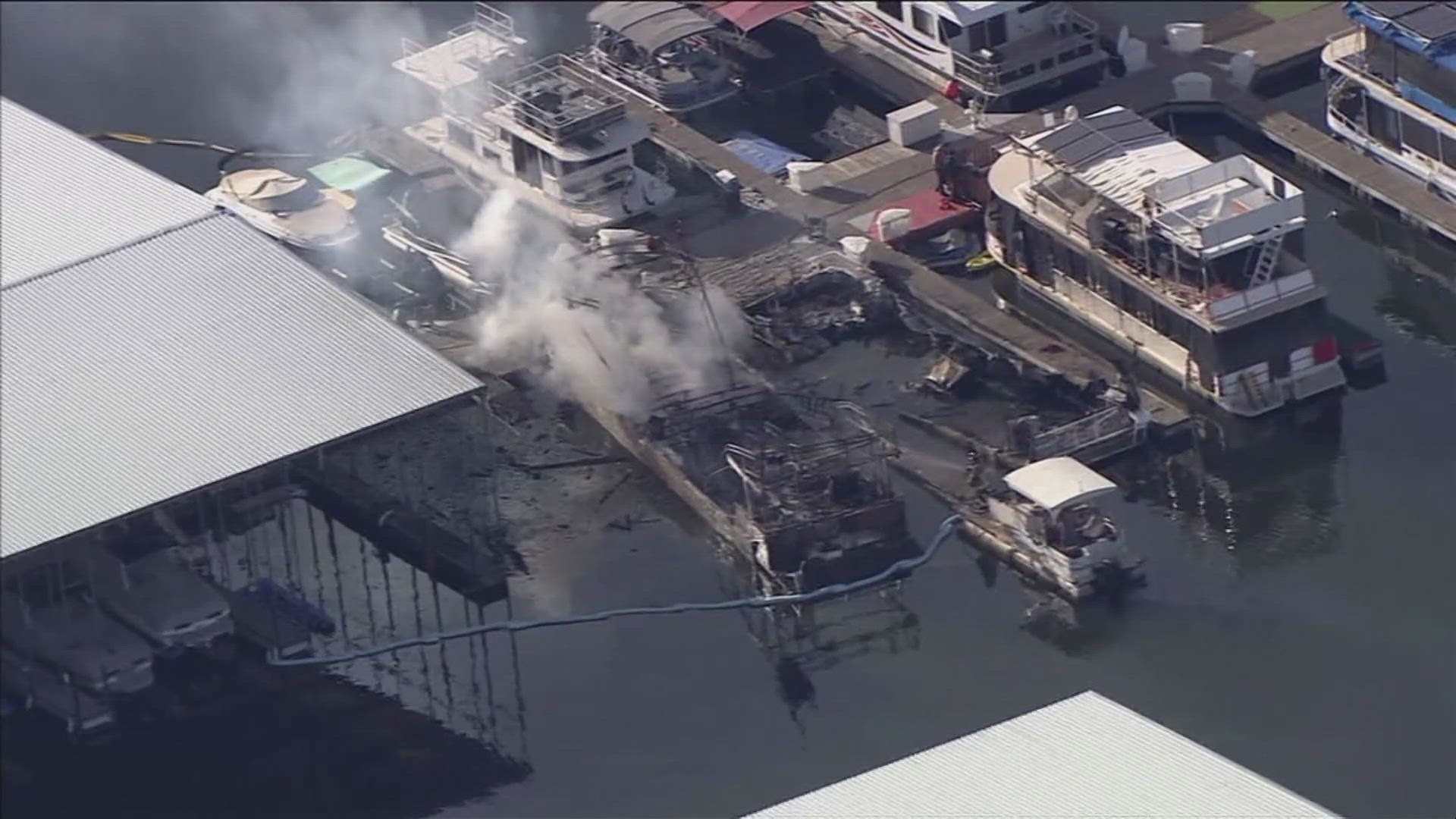 The fire was reported on the G Dock at Roosevelt Lake Marina early Tuesday morning.